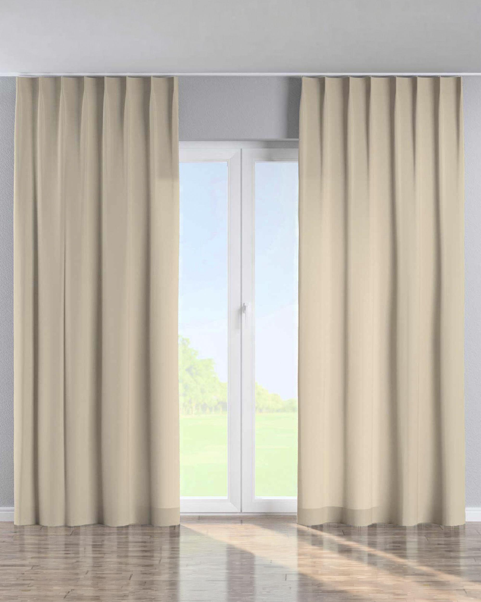 Single pinch pleat curtain product colour beige