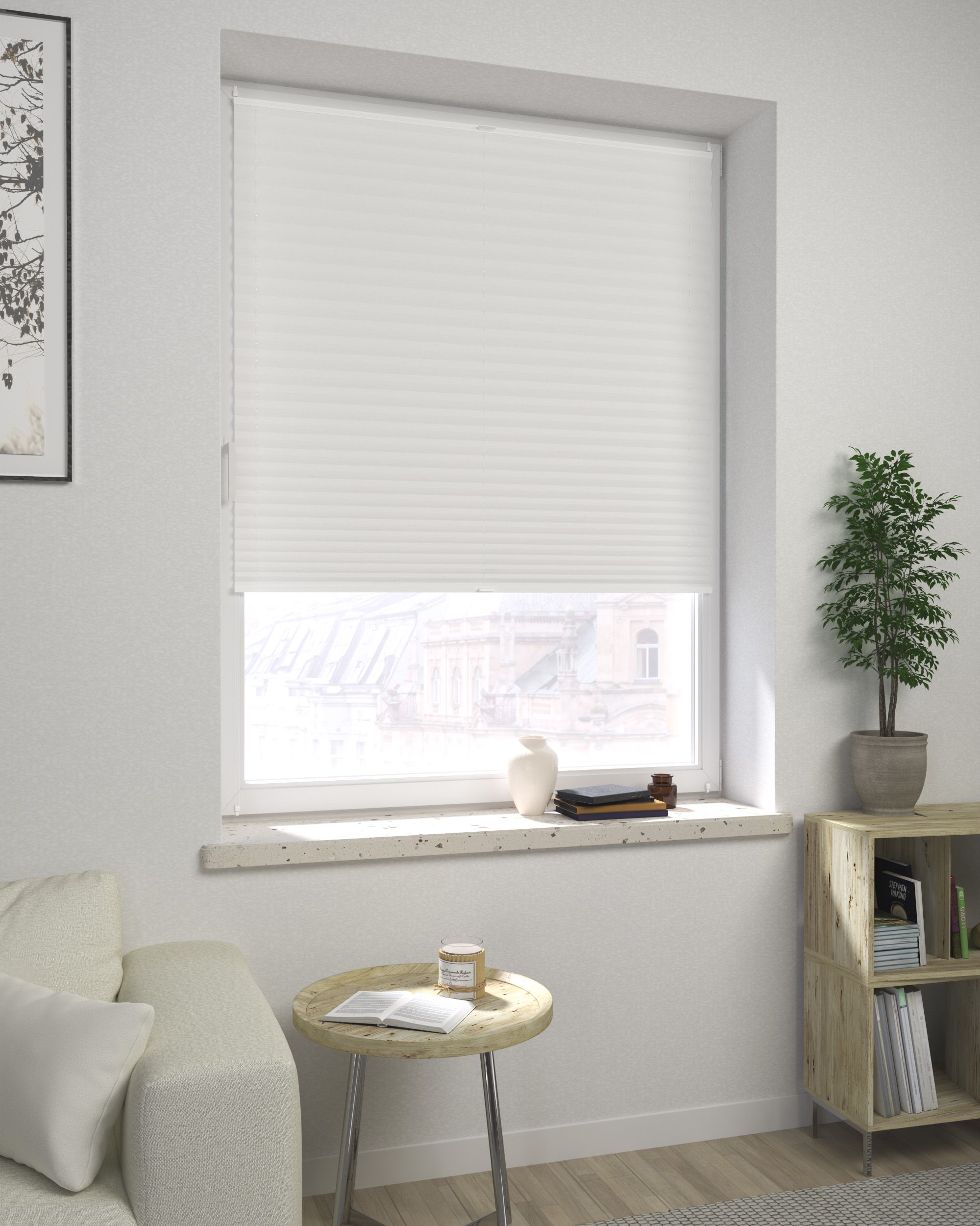 Made-to-measure Harmonica Pleated Blind product colour white fabric blackout