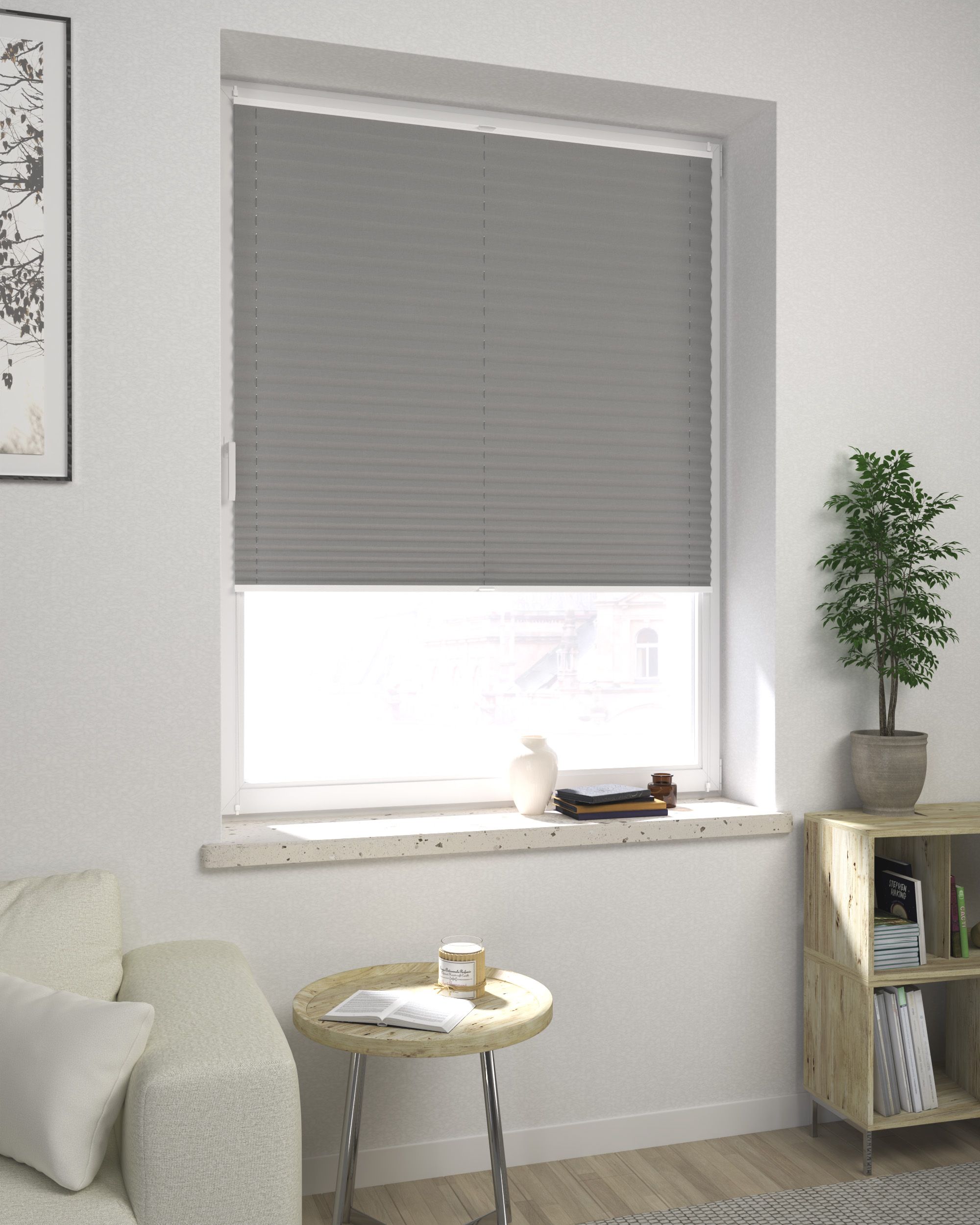 Made-to-measure Harmonica Pleated Blind product colour grey fabric blackout