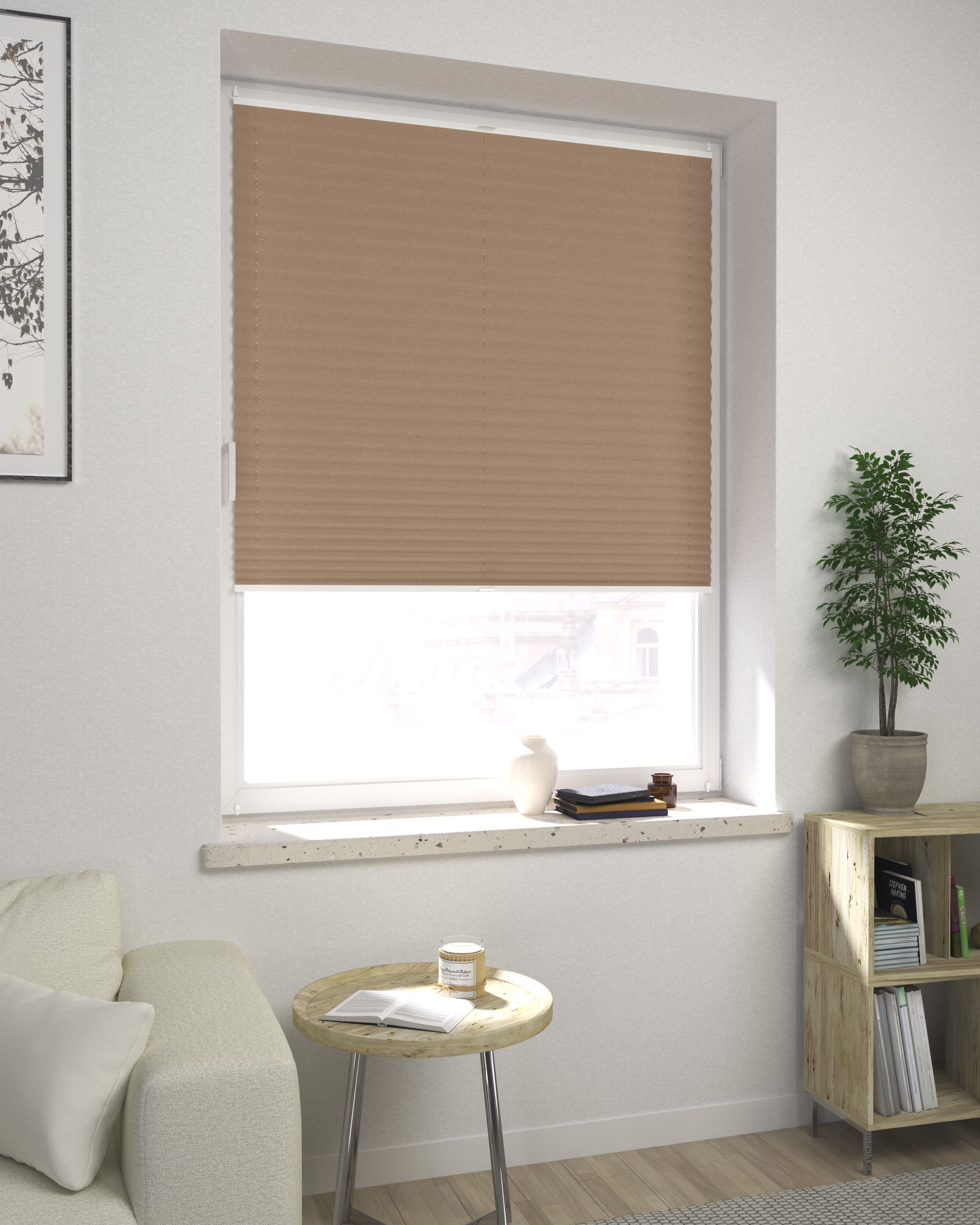 Made-to-measure Harmonica Pleated Blind product colour brown fabric blackout