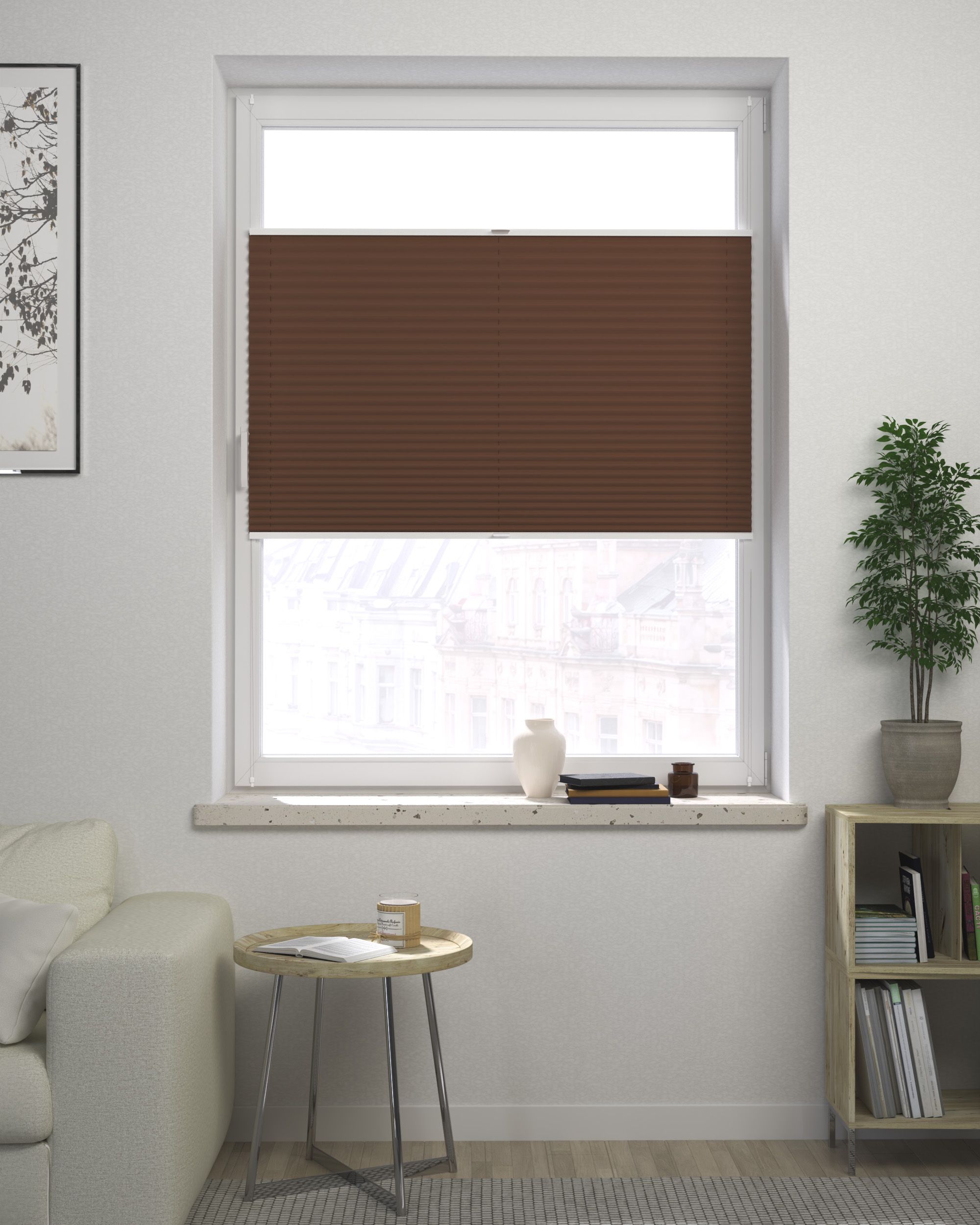 Made-to-measure Harmonica Pleated Blind product colour brown fabric blackout (hover)
