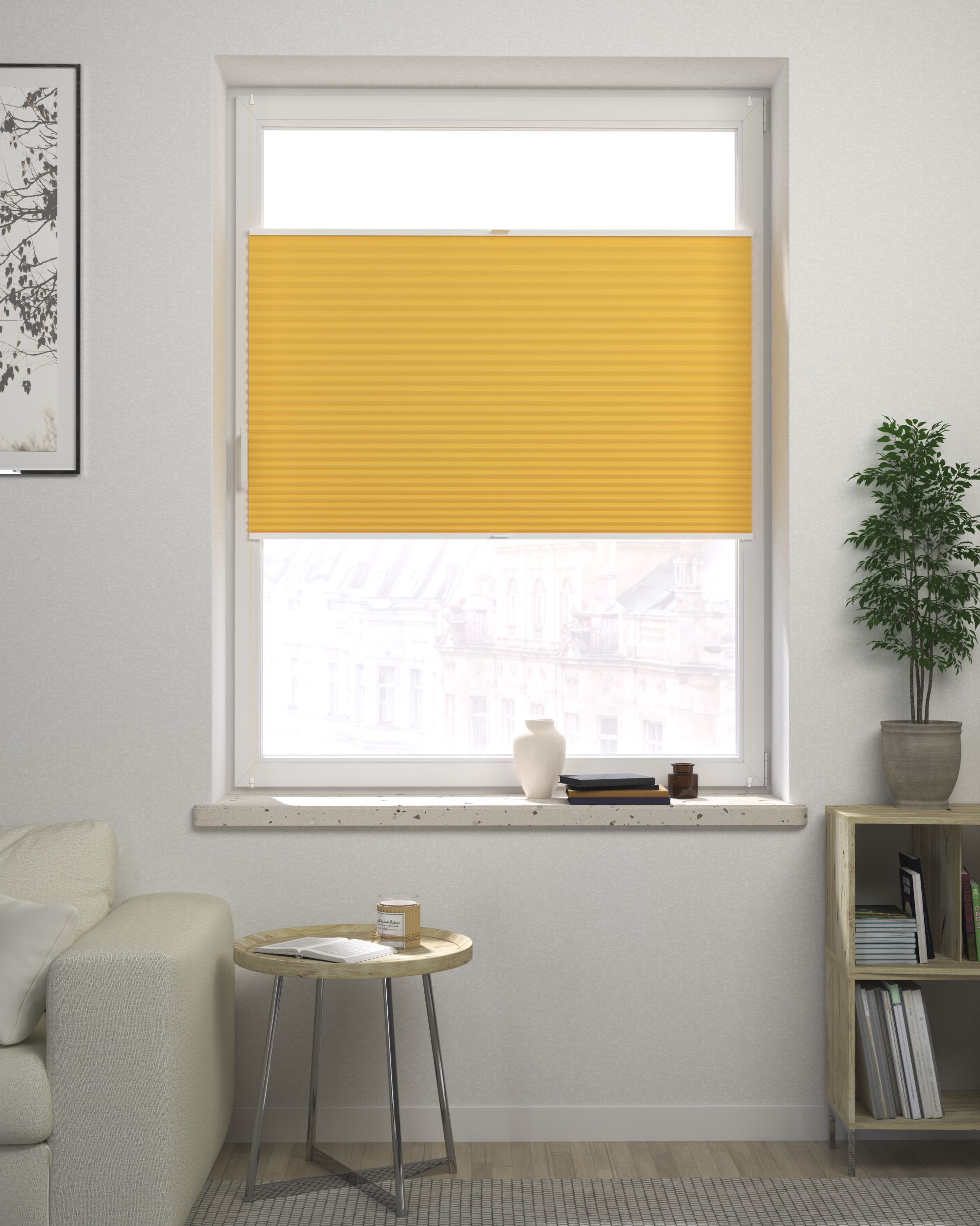 Made-to-measure Harmonica Pleated Blind product colour yellow fabric blackout (hover)