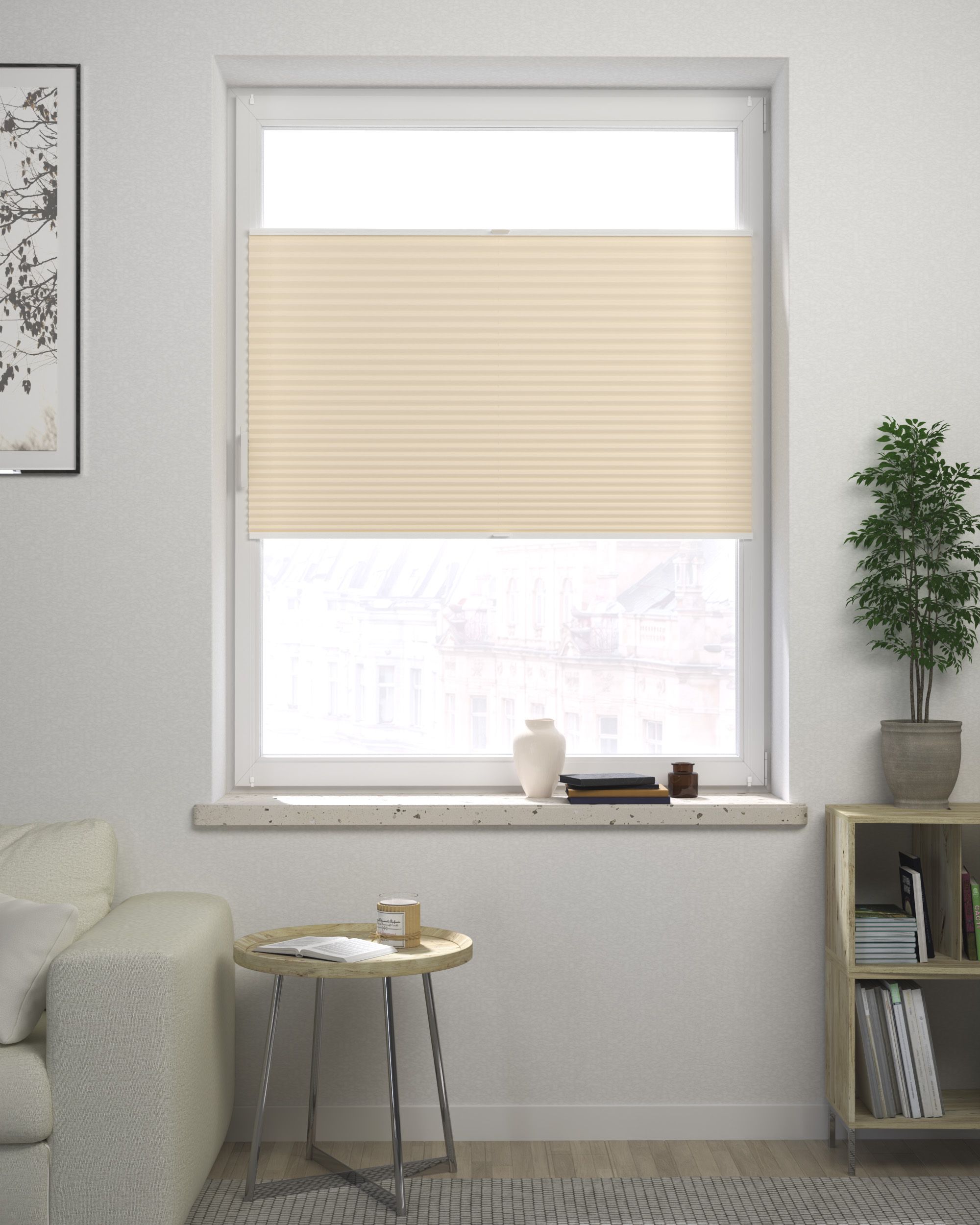 Made-to-measure Harmonica Pleated Blind product colour cream fabric blackout (hover)