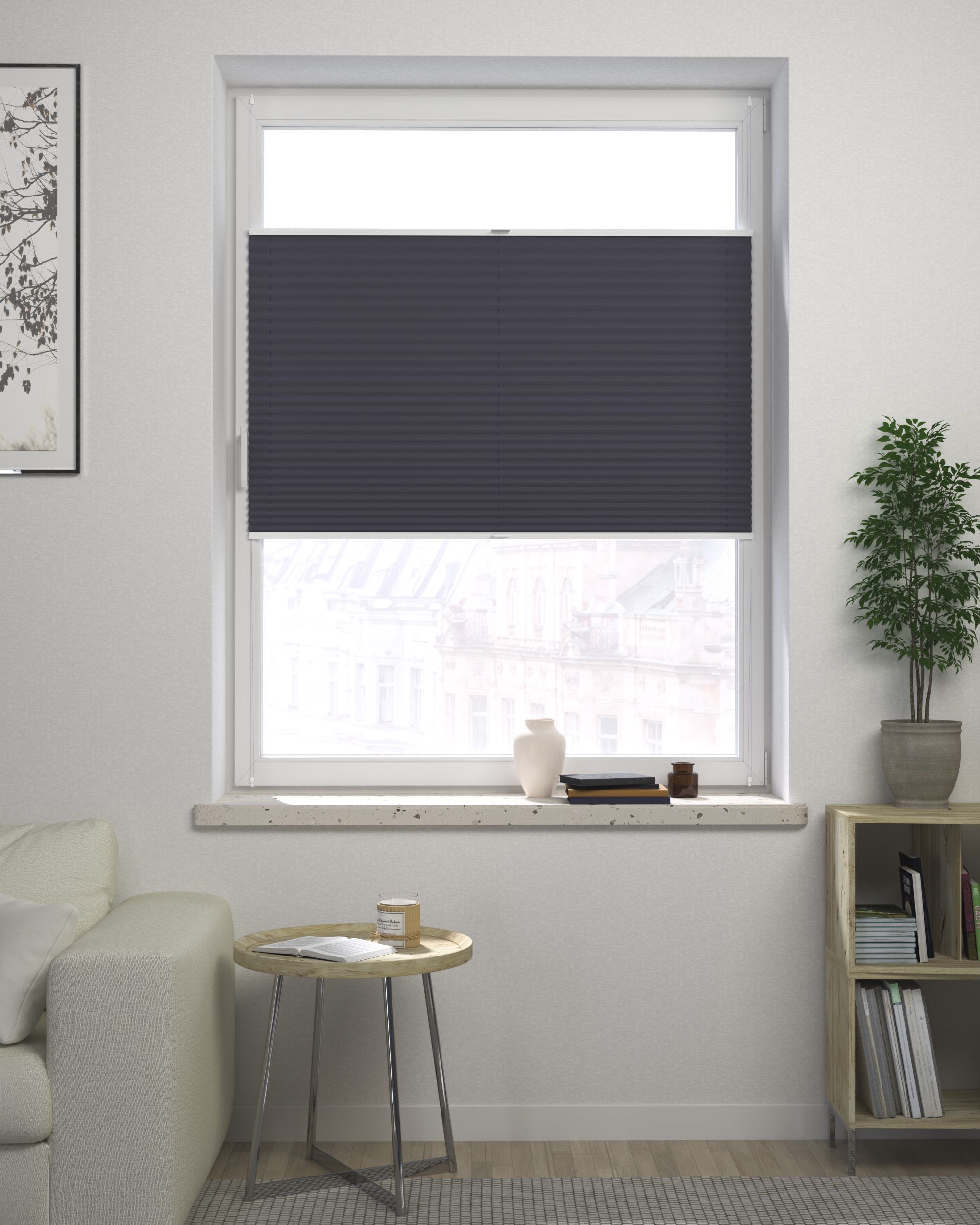 Made-to-measure Harmonica Pleated Blind product colour navy blue fabric blackout (hover)