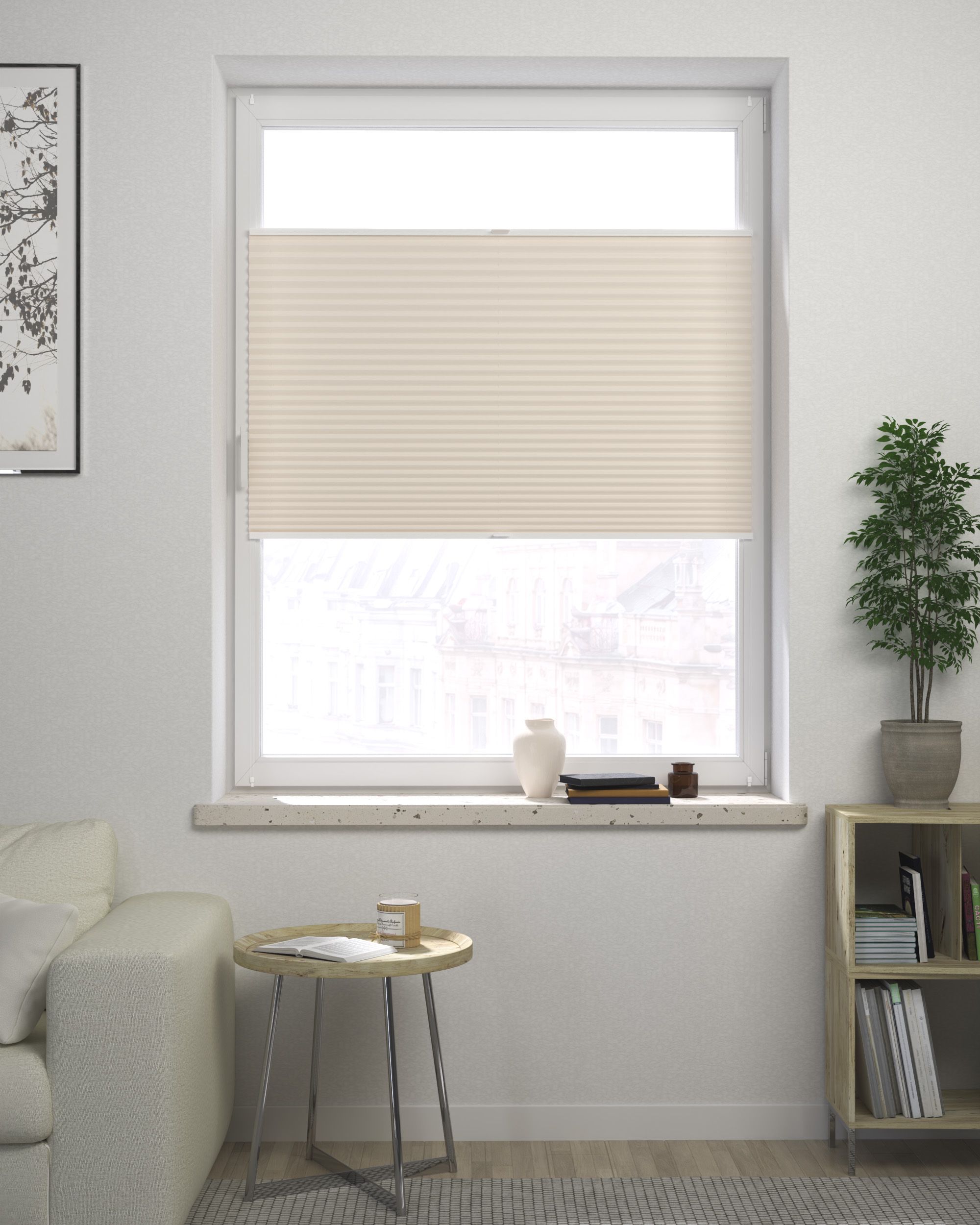 Made-to-measure Harmonica Pleated Blind product colour cream fabric semi-sheer (hover)