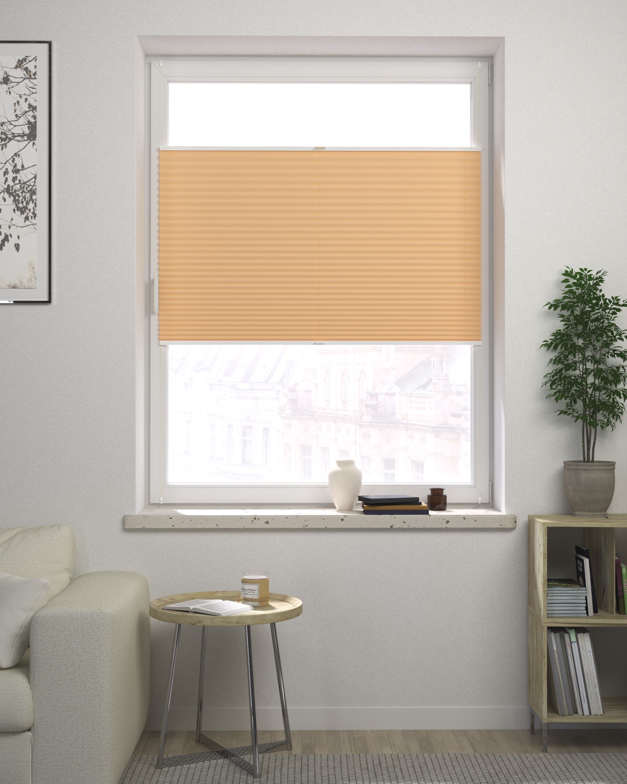 Made-to-measure Harmonica Pleated Blind product colour beige fabric semi-sheer (hover)