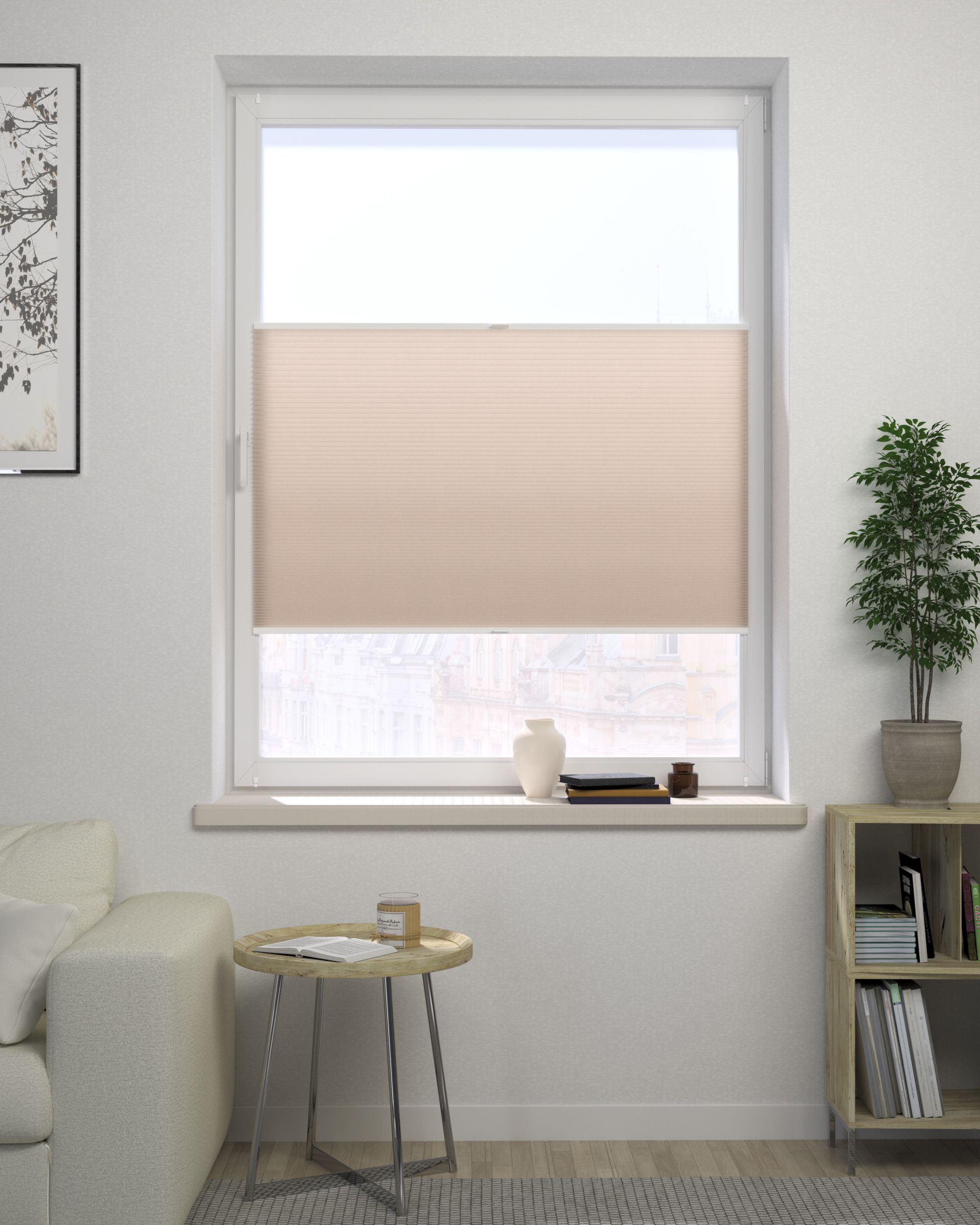 Made-to-measure Honeycomb Pleated Blind product colour orange fabric semi-sheer (hover)