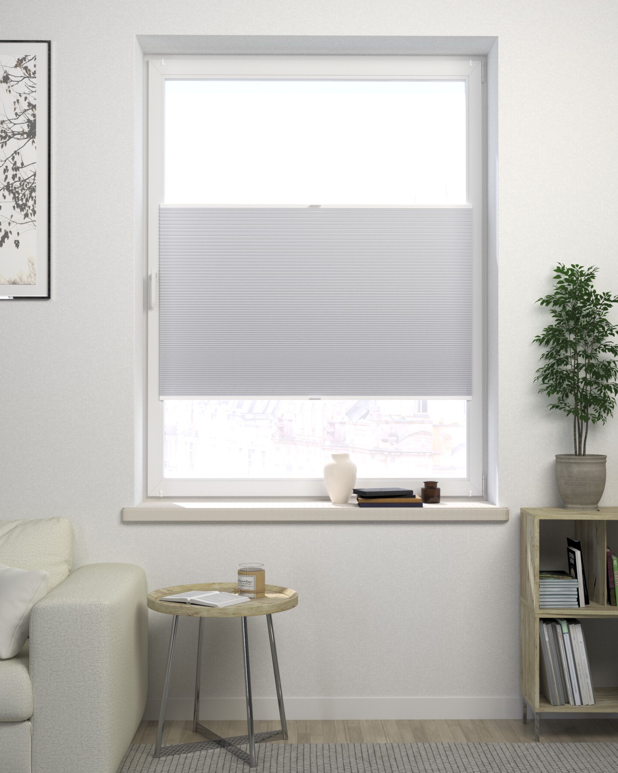 Made-to-measure Honeycomb Pleated Blind product colour white fabric reflective, blackout (hover)