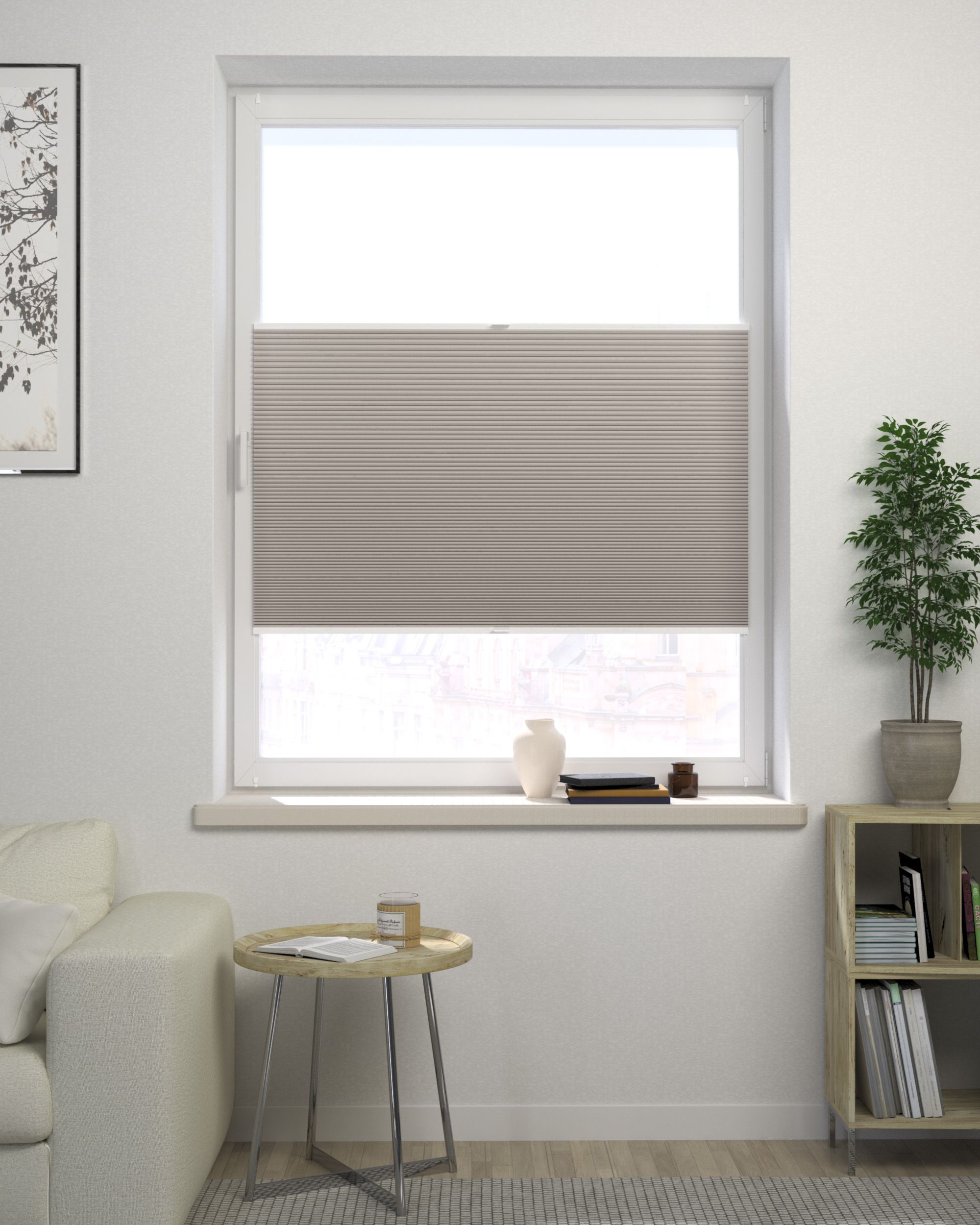 Made-to-measure Honeycomb Pleated Blind product colour beige fabric reflective, blackout (hover)