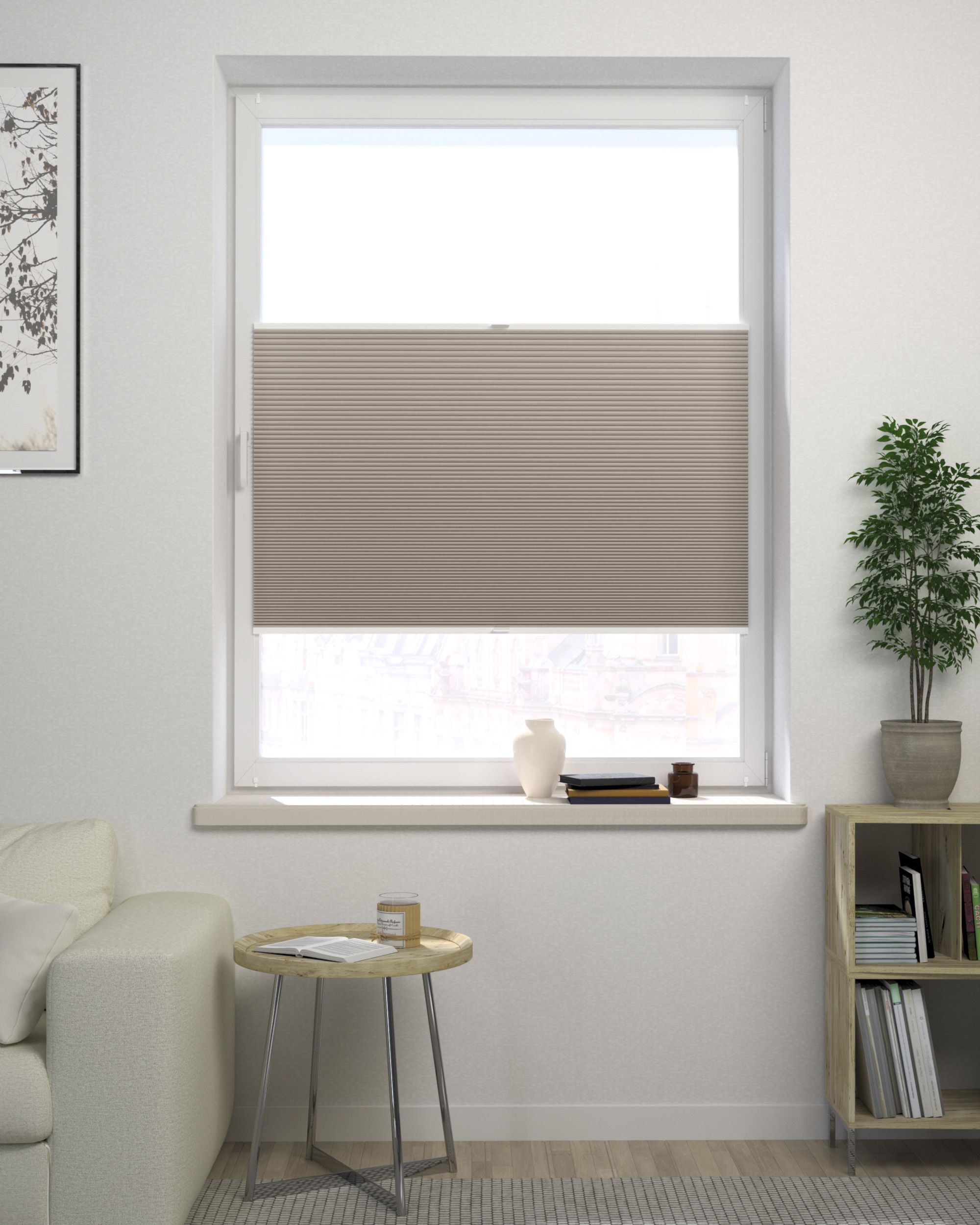 Made-to-measure Honeycomb Pleated Blind product colour beige fabric reflective, blackout (hover)