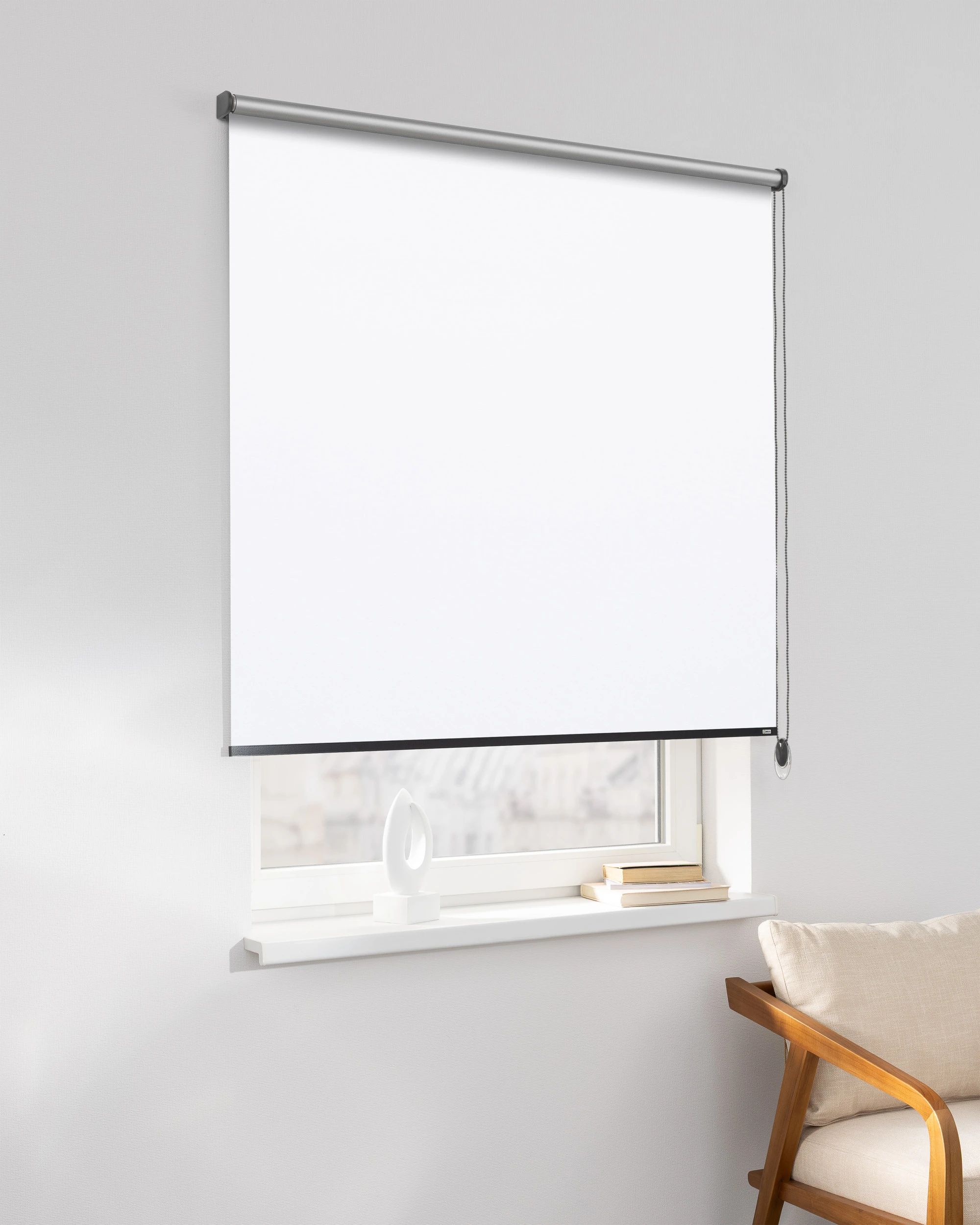 Classic Roller Blind product colour white fabric reflective, blackout