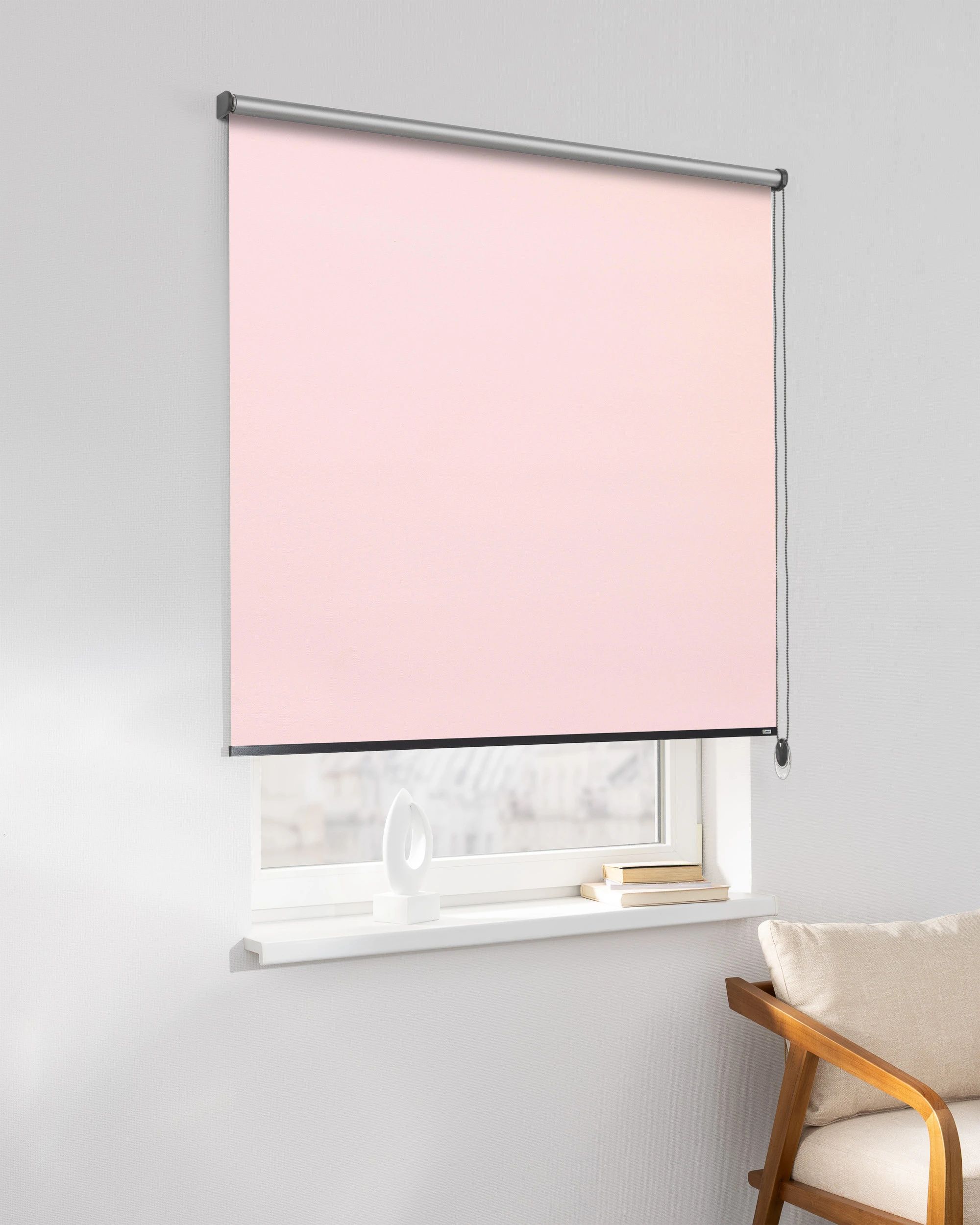 Classic Roller Blind product colour pink fabric reflective, blackout