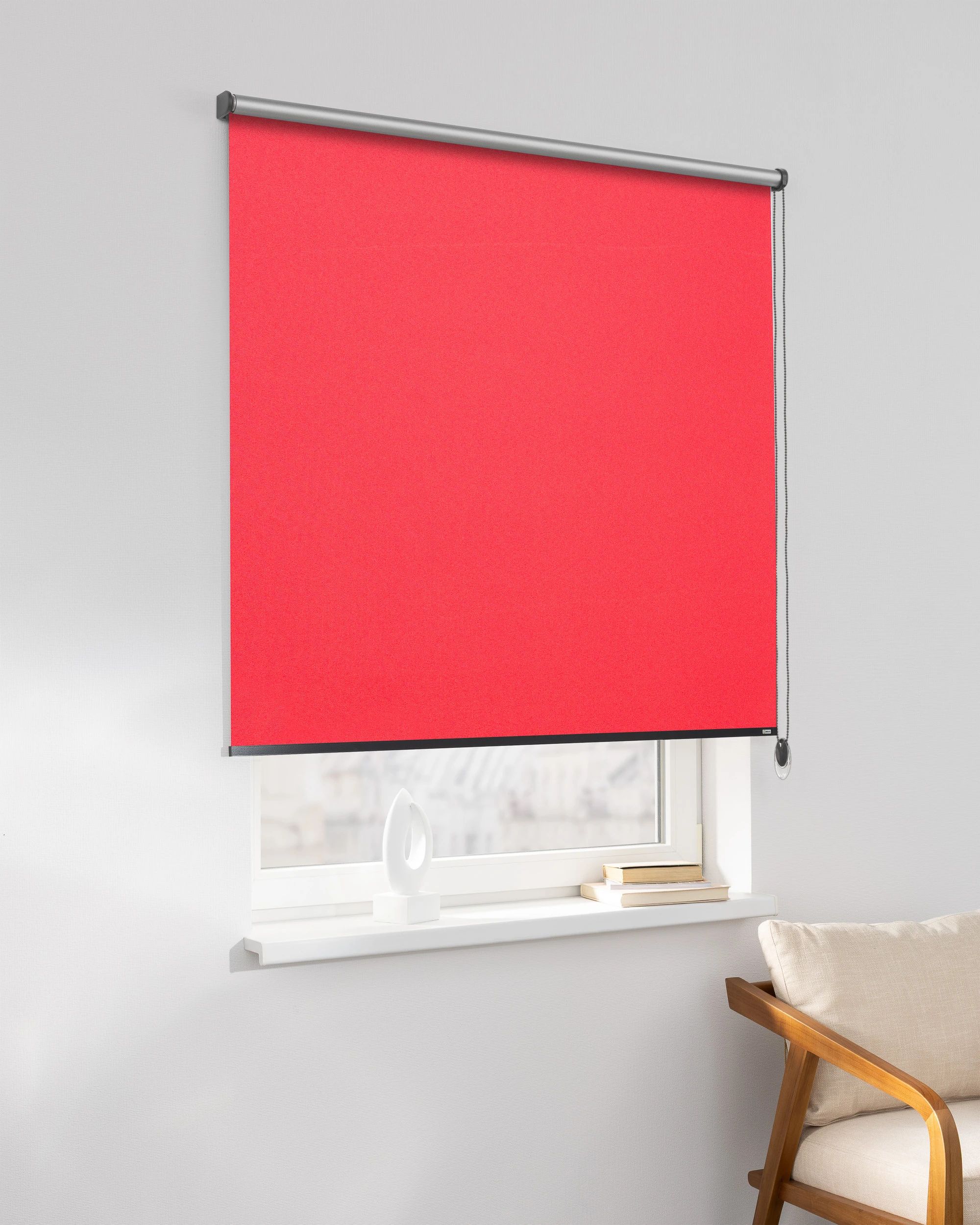 Classic Roller Blind product colour red fabric reflective, blackout