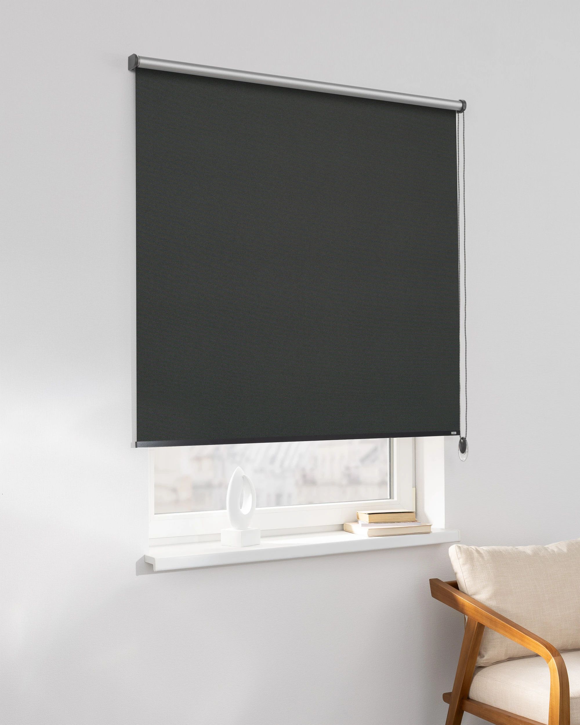 Classic Roller Blind product colour black fabric reflective, blackout