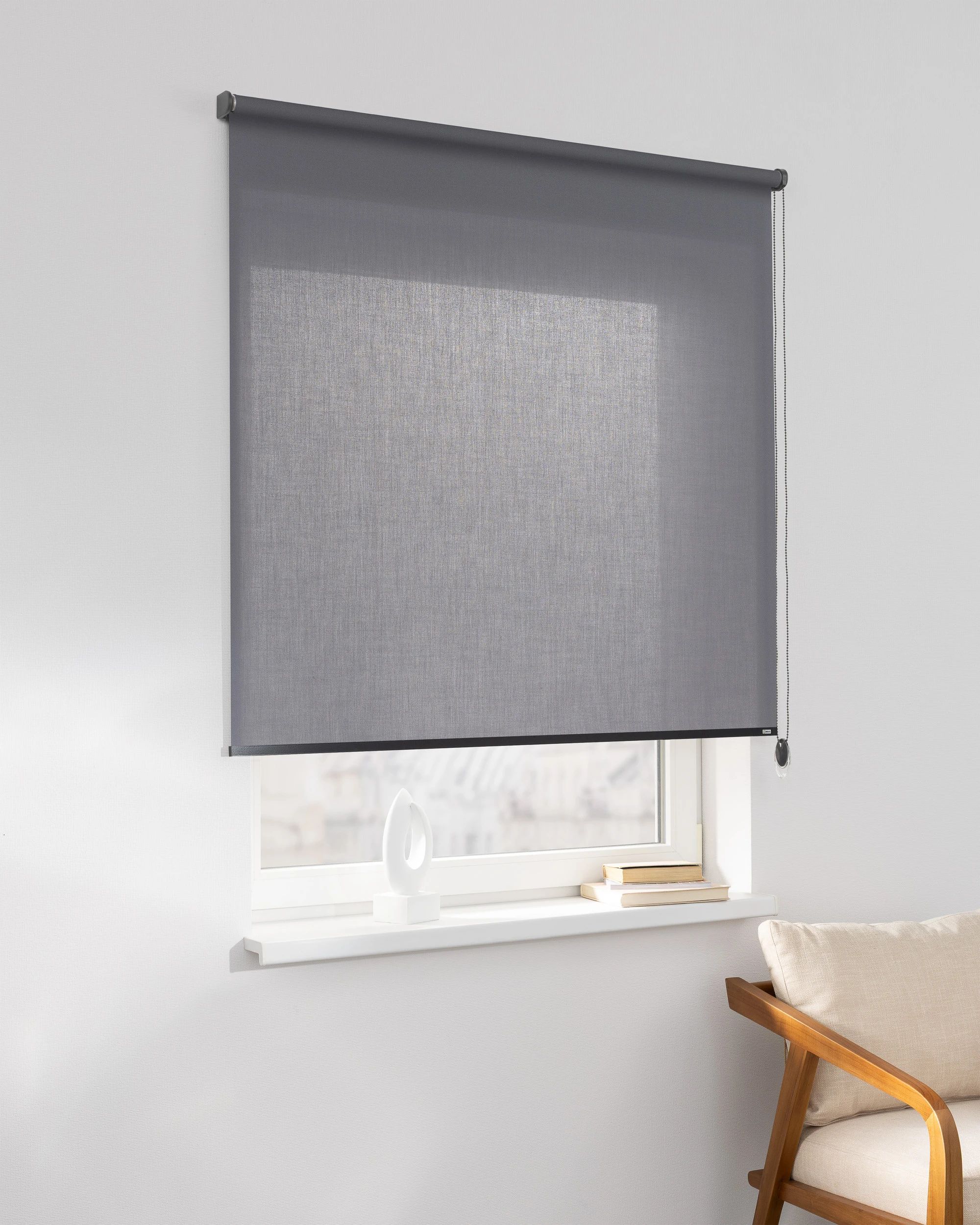 Classic Roller Blind product colour grey fabric semi-sheer