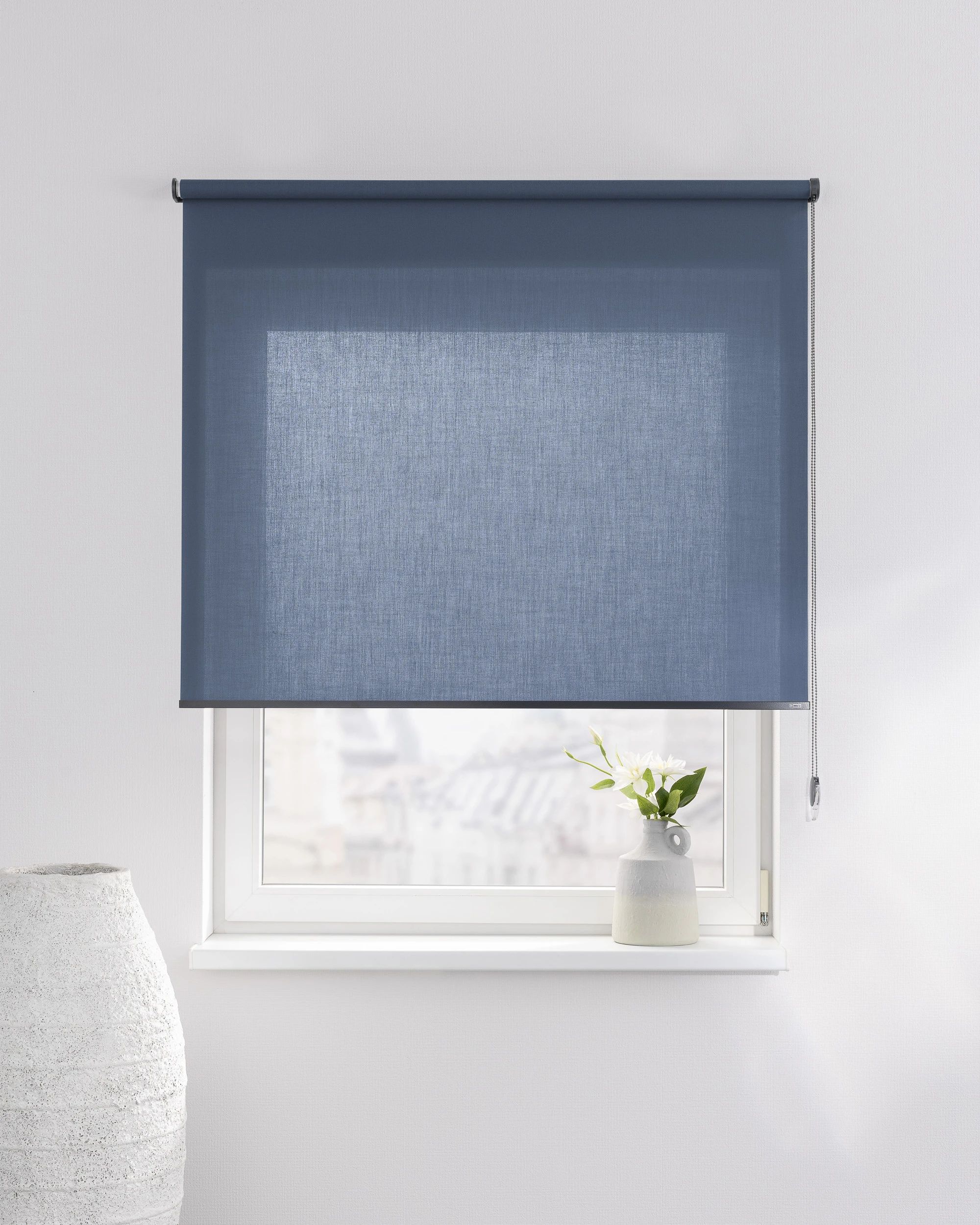 Classic Roller Blind product colour navy blue fabric semi-sheer (hover)