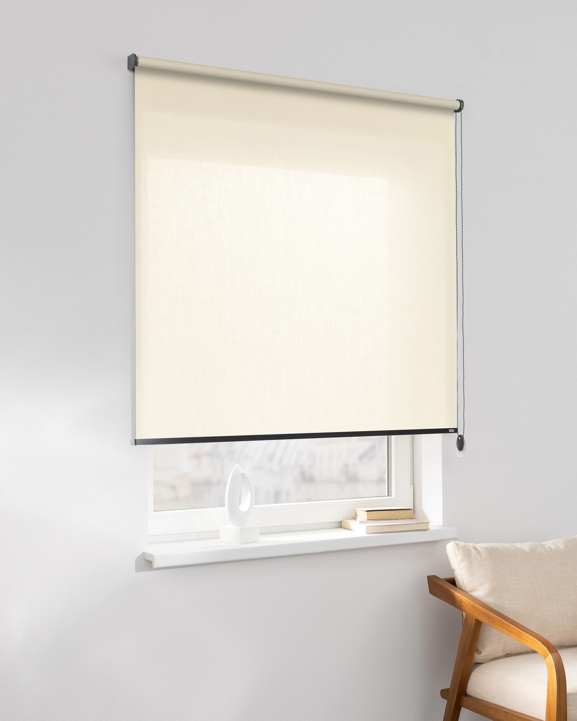 Classic Roller Blind product colour white fabric semi-sheer