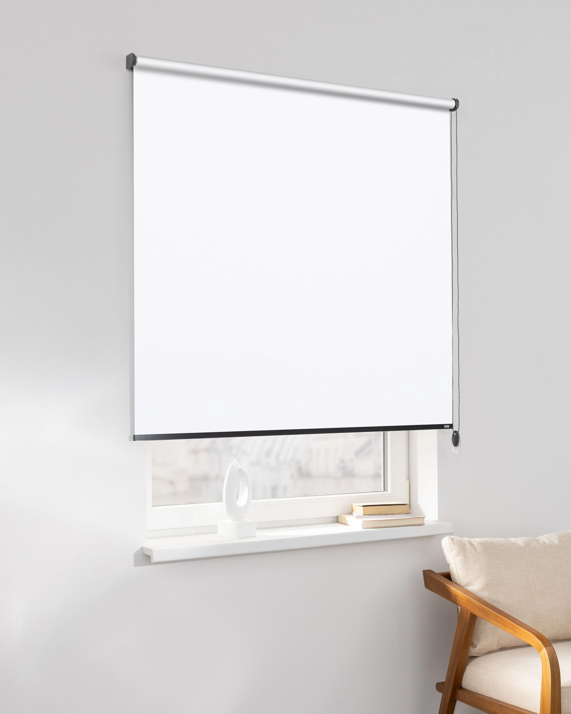 Classic Roller Blind product colour white fabric blackout