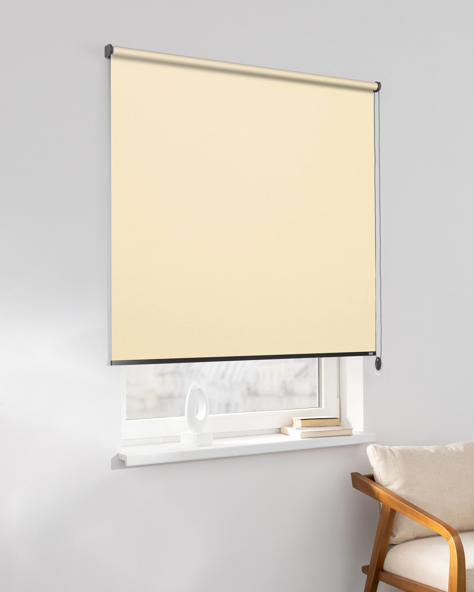 Classic Roller Blind product colour cream fabric blackout