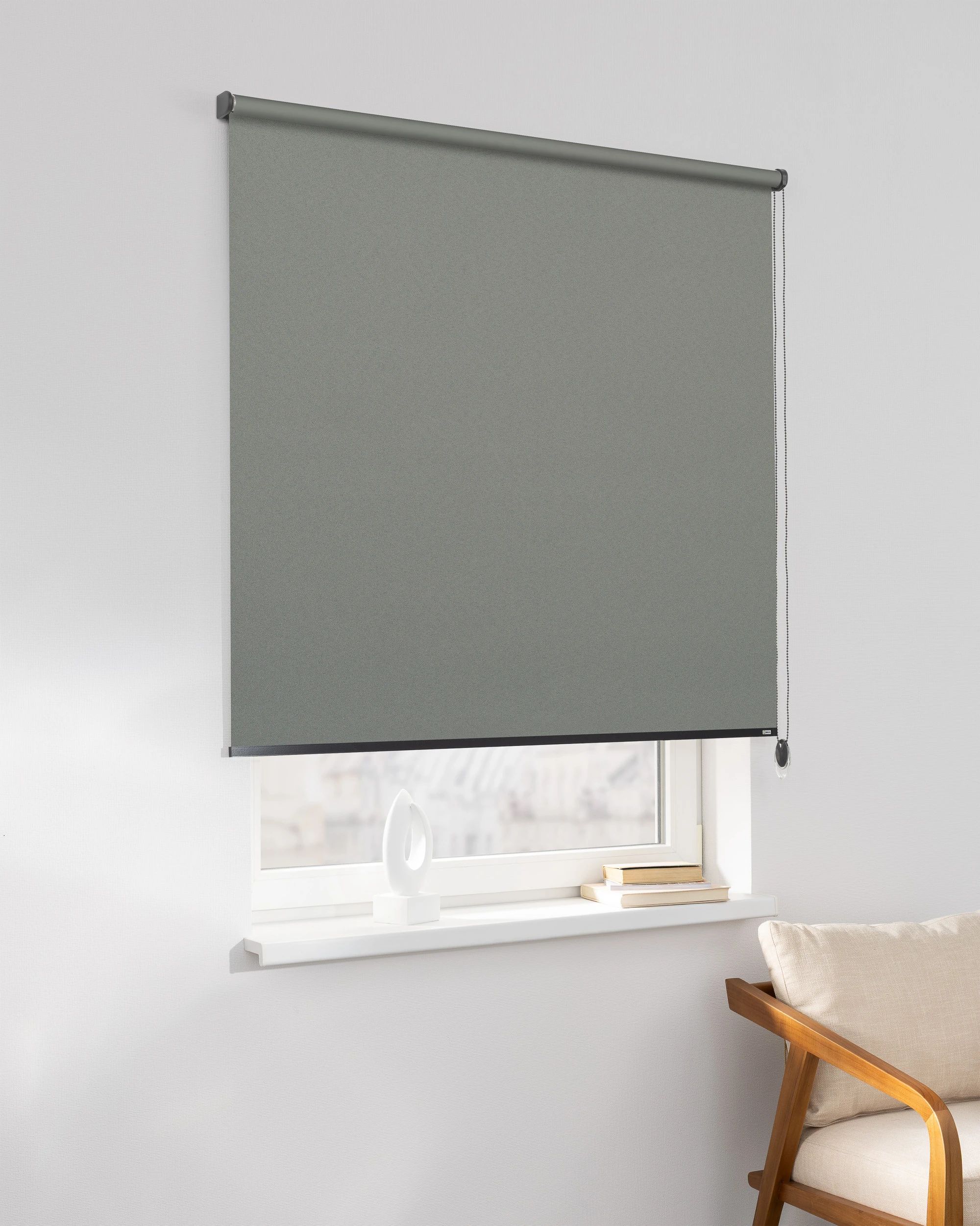 Classic Roller Blind product colour grey fabric blackout
