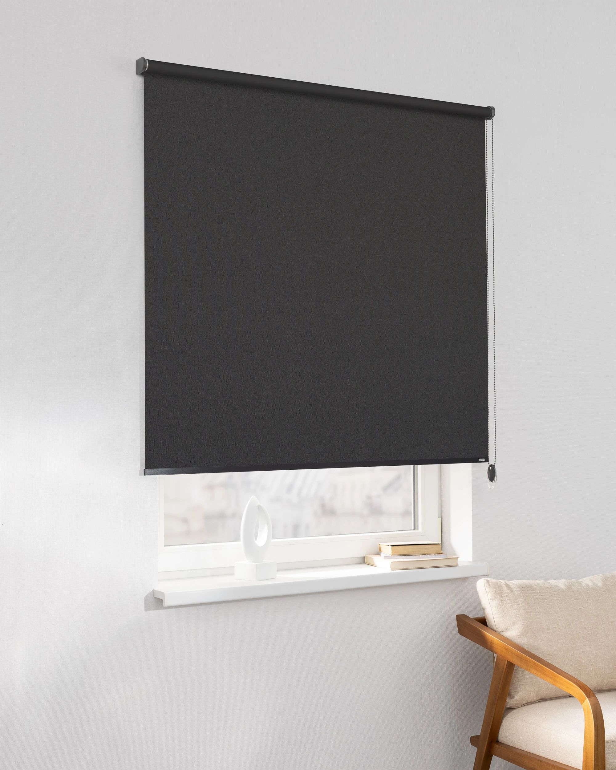 Classic Roller Blind product colour black fabric blackout