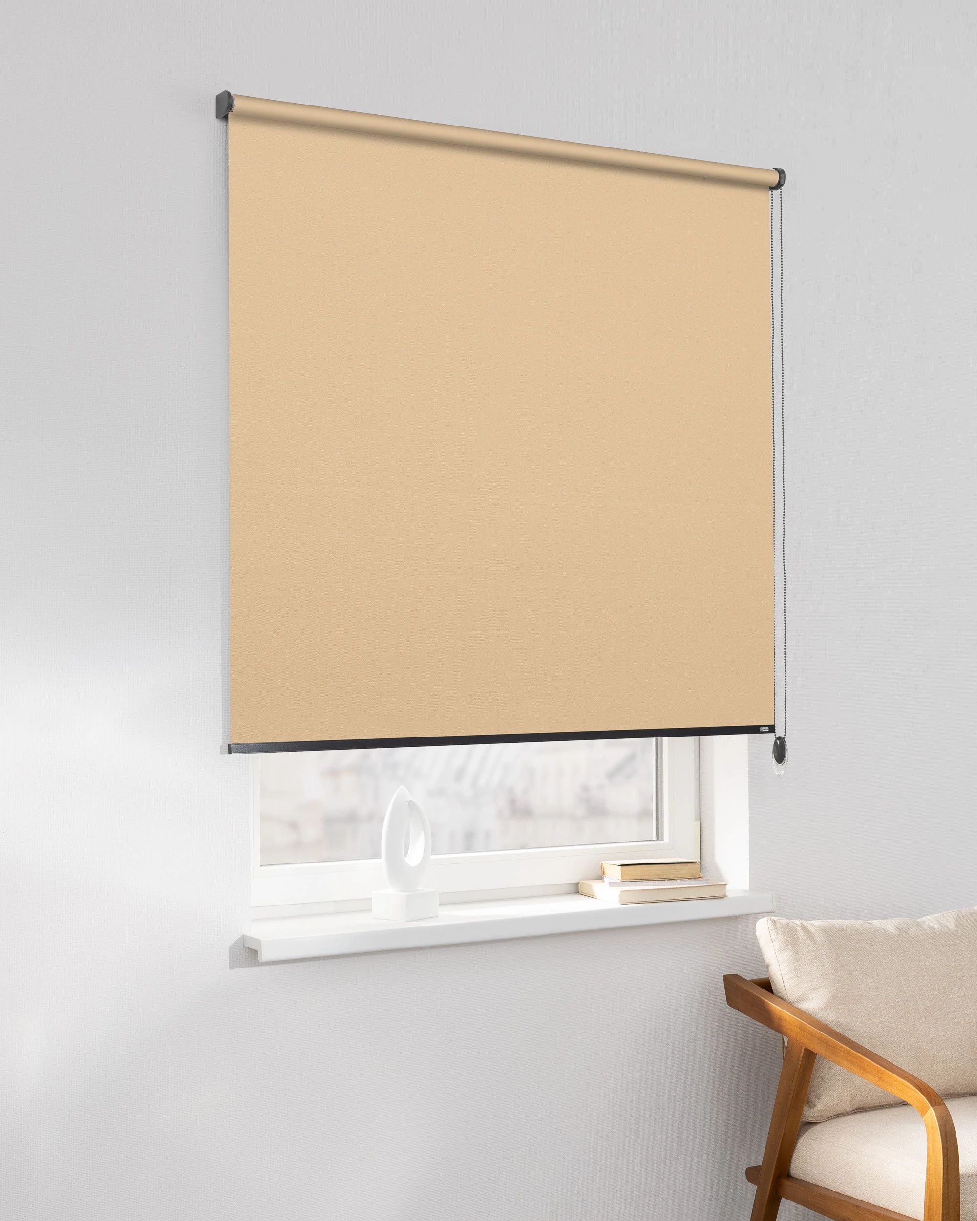 Classic Roller Blind product colour beige fabric blackout