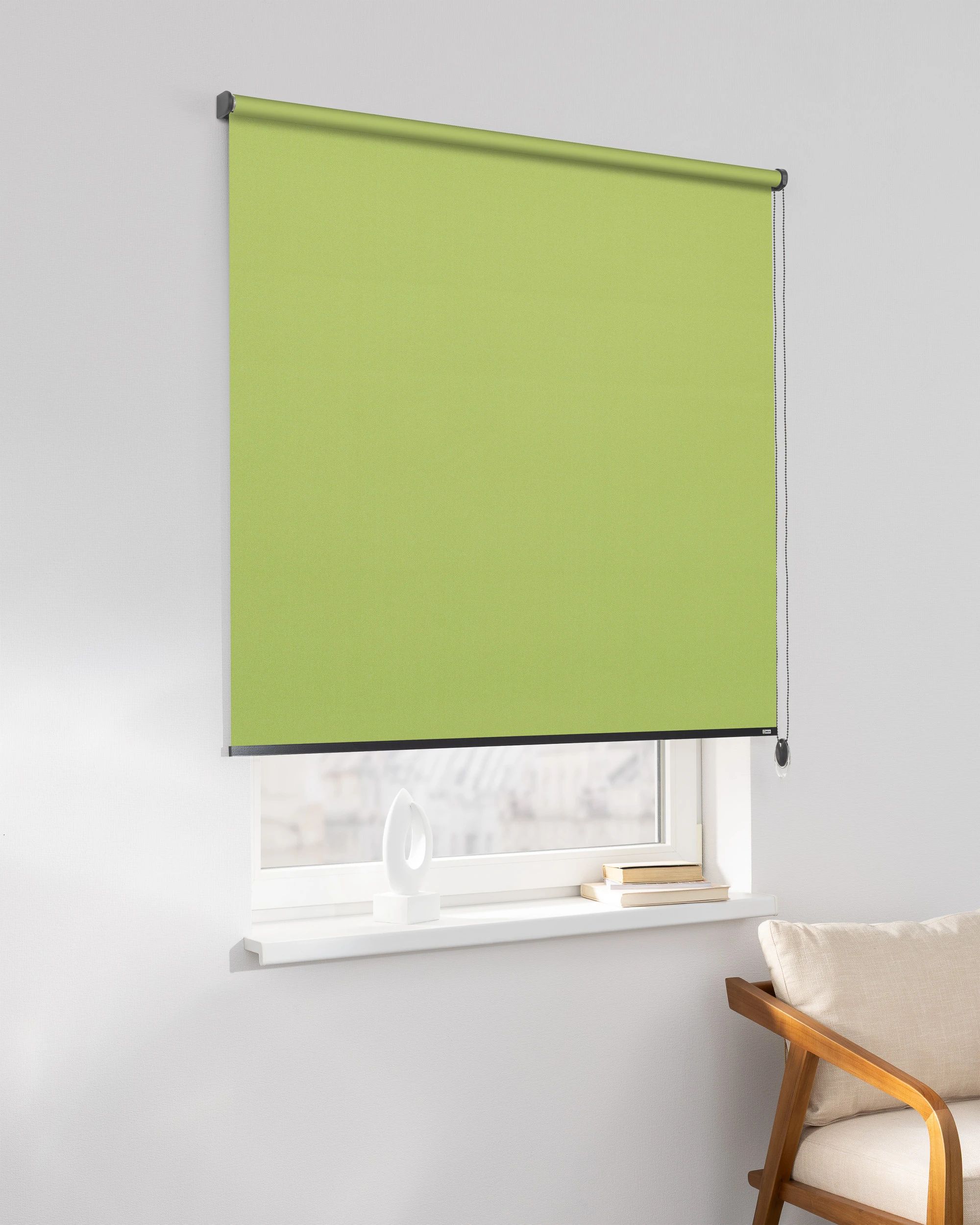 Classic Roller Blind product colour green fabric blackout