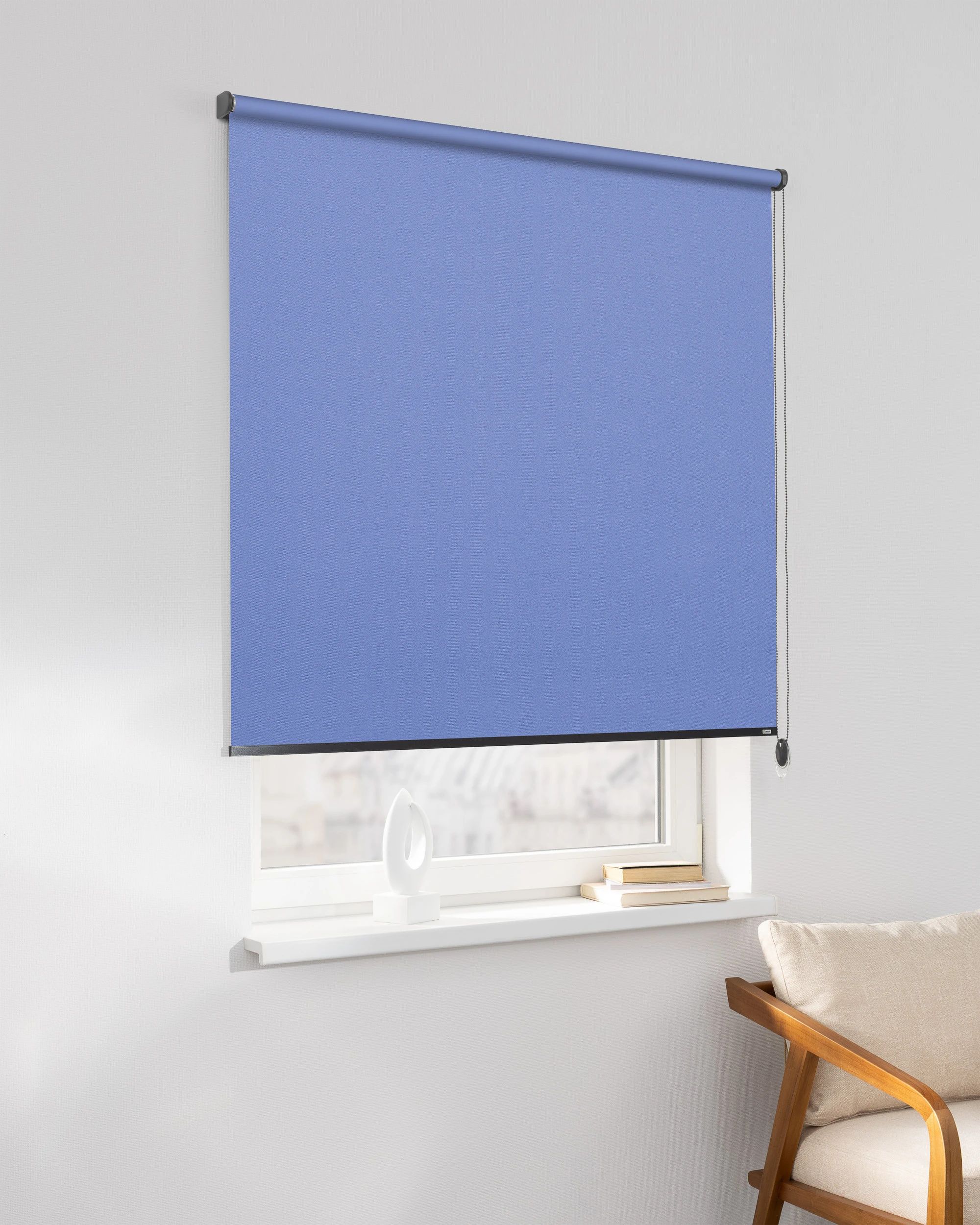 Classic Roller Blind product colour blue fabric blackout