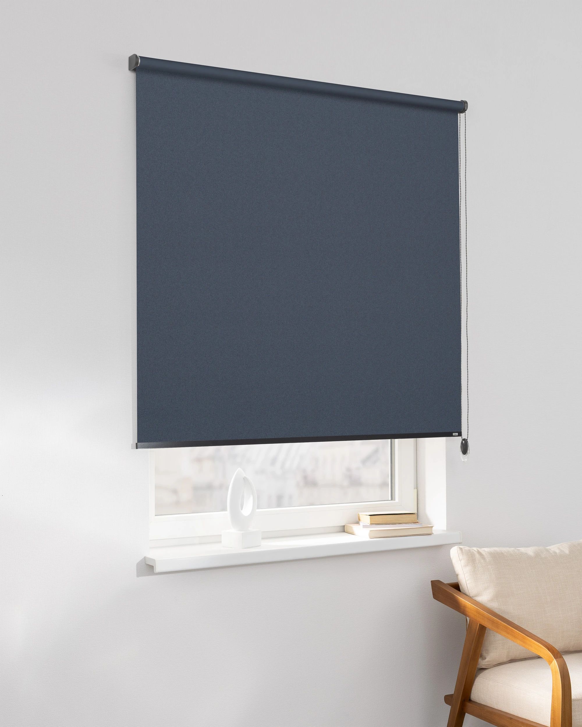 Classic Roller Blind product colour navy blue fabric blackout