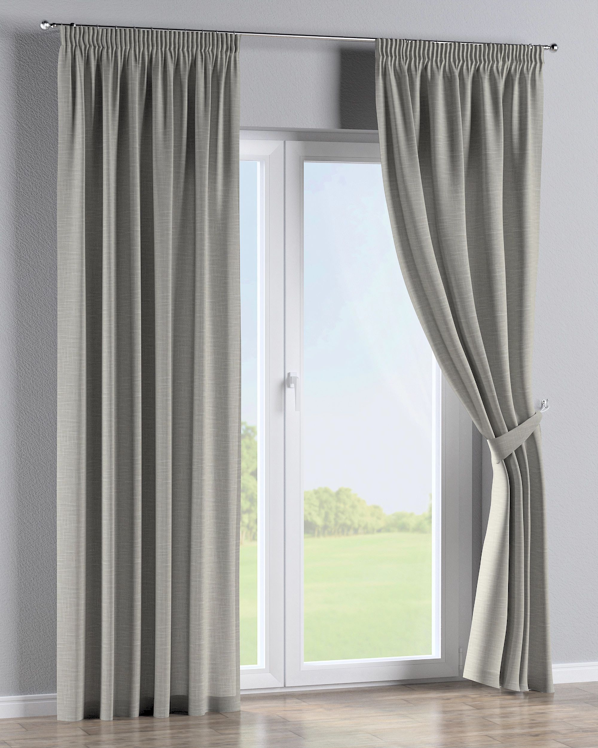 Pencil pleat curtain product colour beige fabric structured (hover)