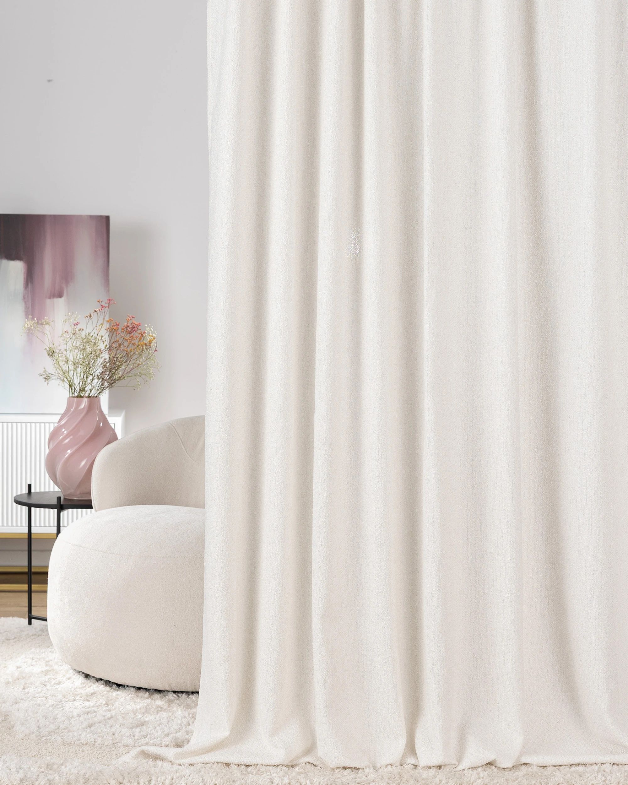 Pencil pleat curtain product colour white fabric structured (hover)
