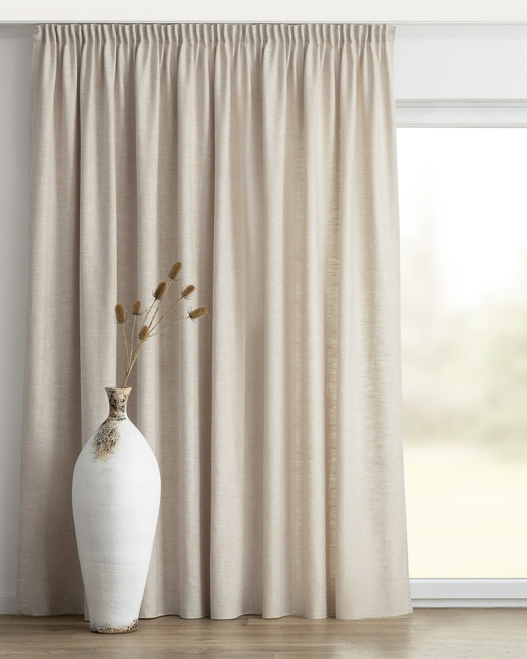 Pencil pleat curtain product colour beige fabric structured