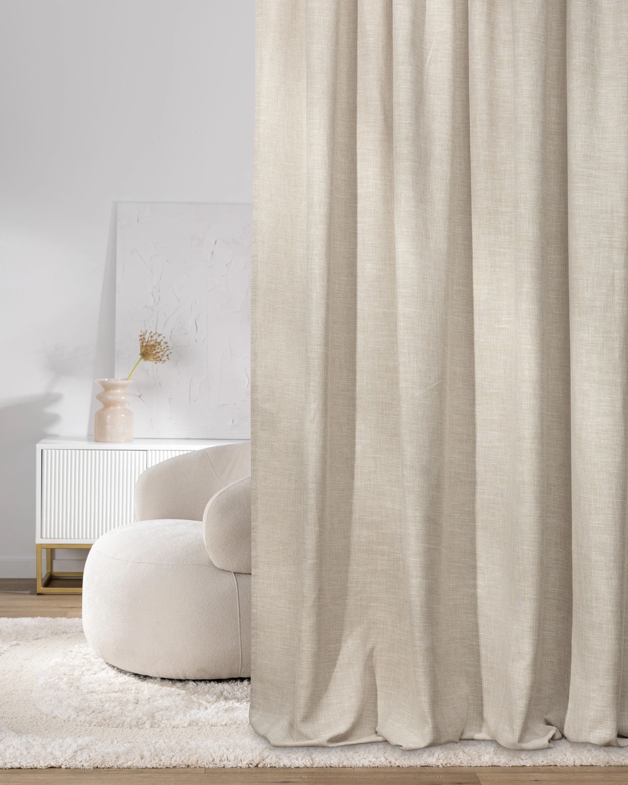 Pencil pleat curtain product colour beige fabric structured (hover)