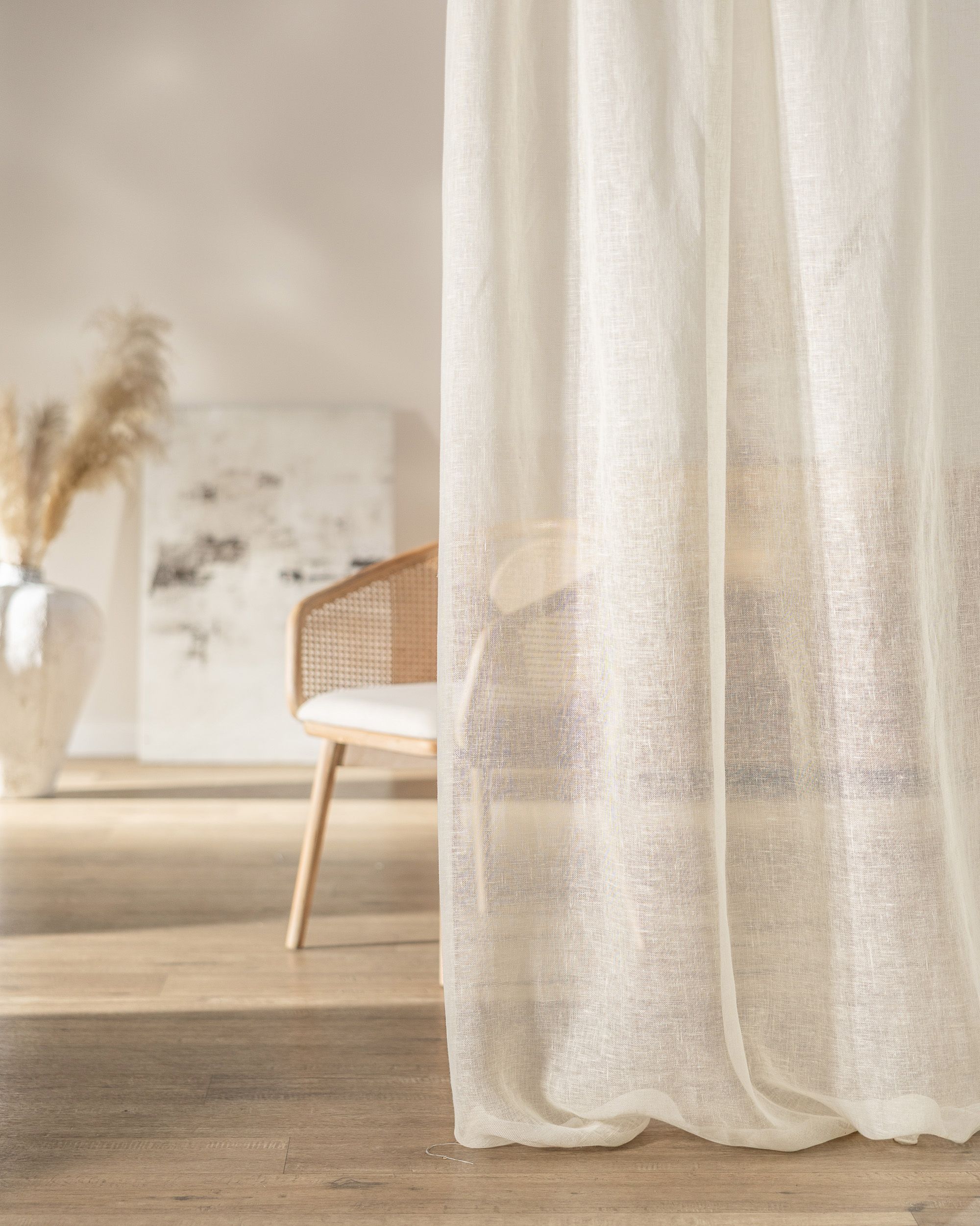 Pencil pleat curtain product colour cream fabric semi-sheer, structured, linen (hover)