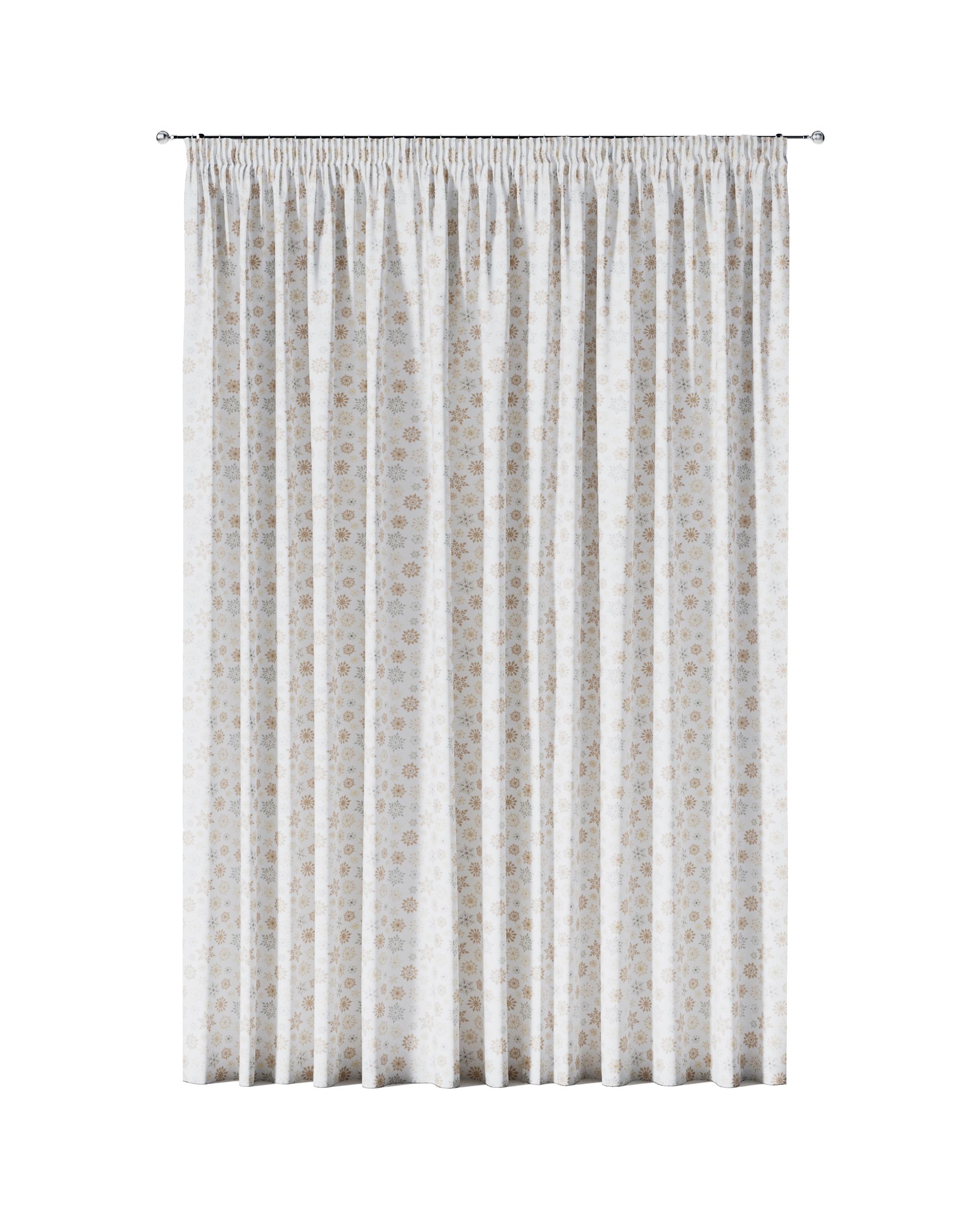 Pencil pleat curtain product colour white fabric patterned (hover)