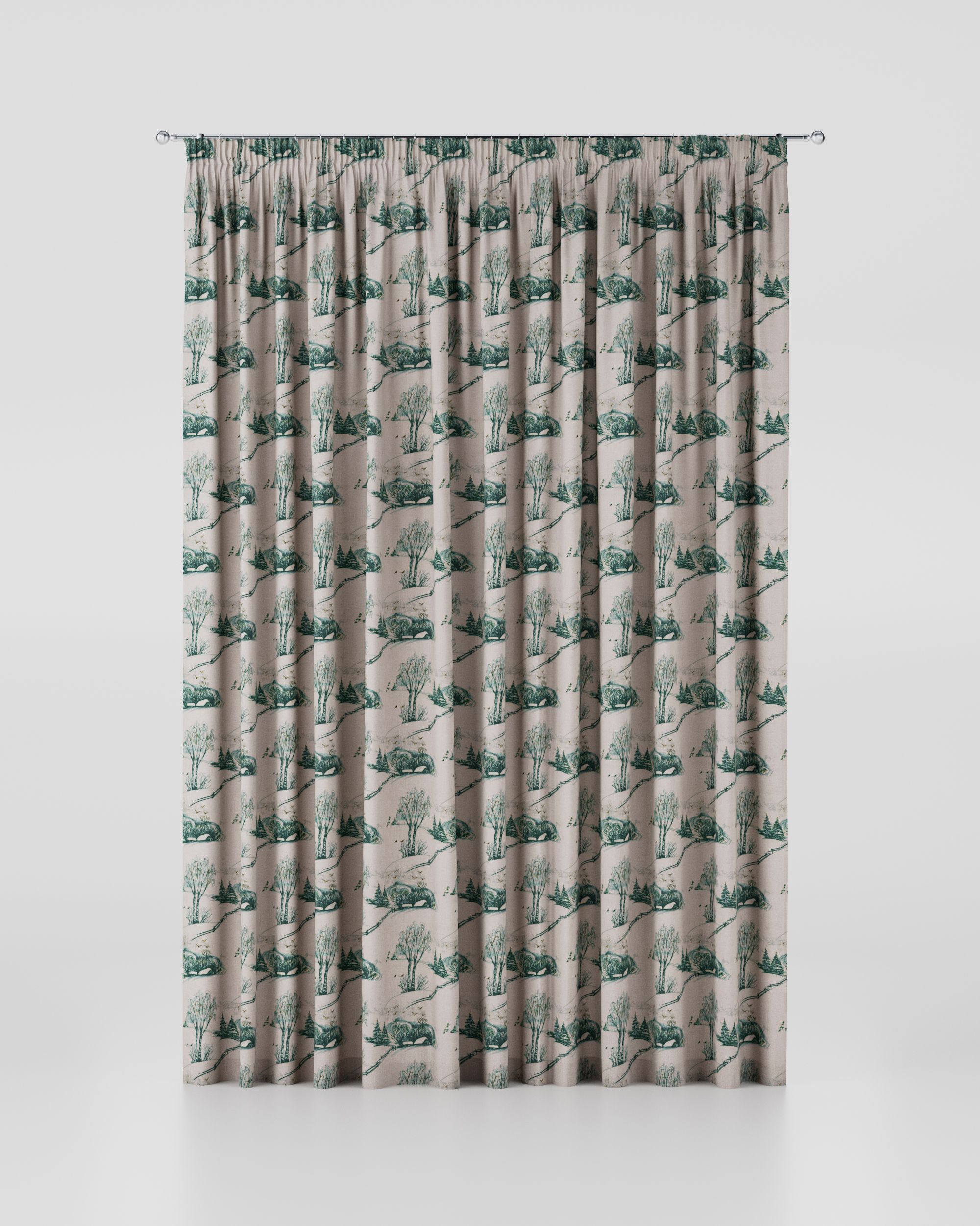Pencil pleat curtain product colour white fabric patterned