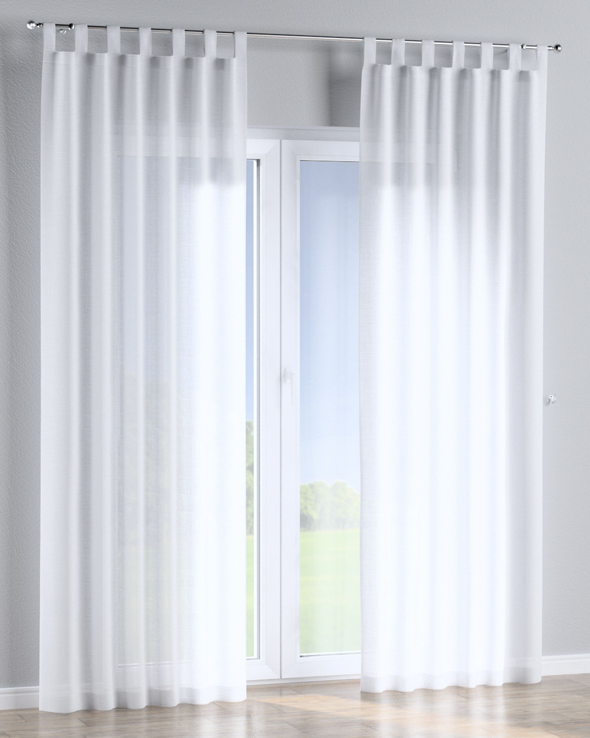 Tab top curtain product colour white fabric semi-sheer, structured