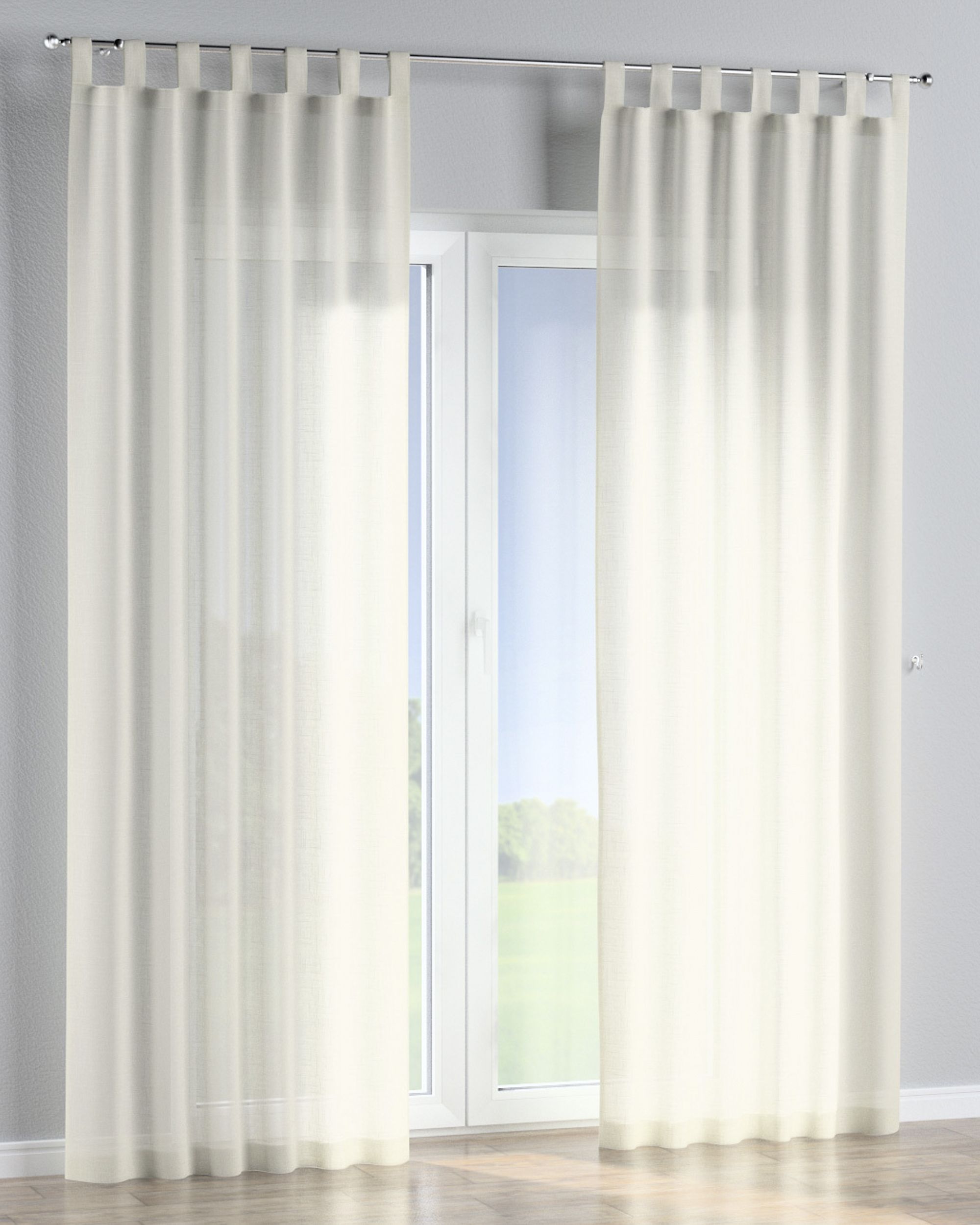 Tab top curtain product colour cream fabric semi-sheer, structured