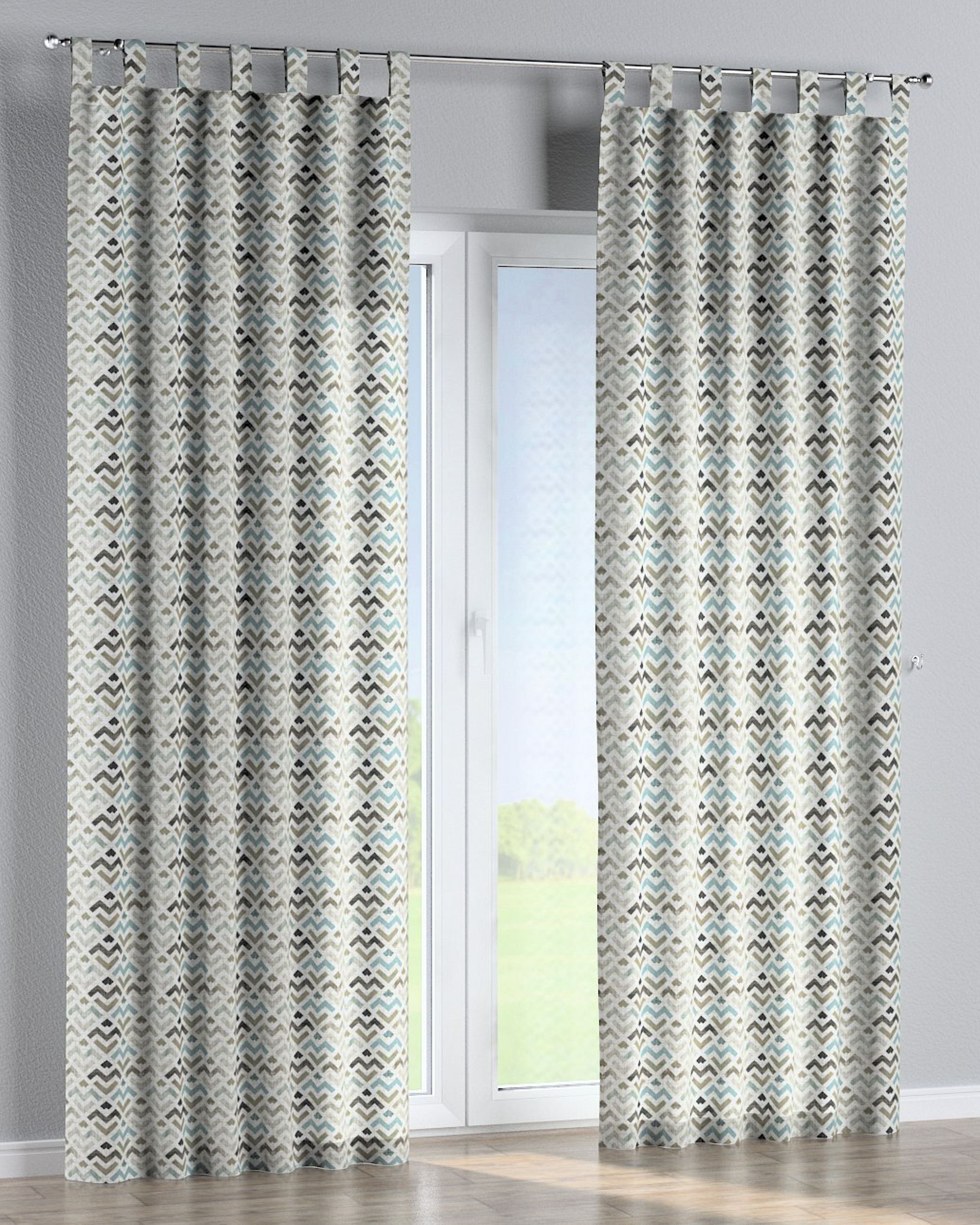 Tab top curtain product colour brown fabric patterned