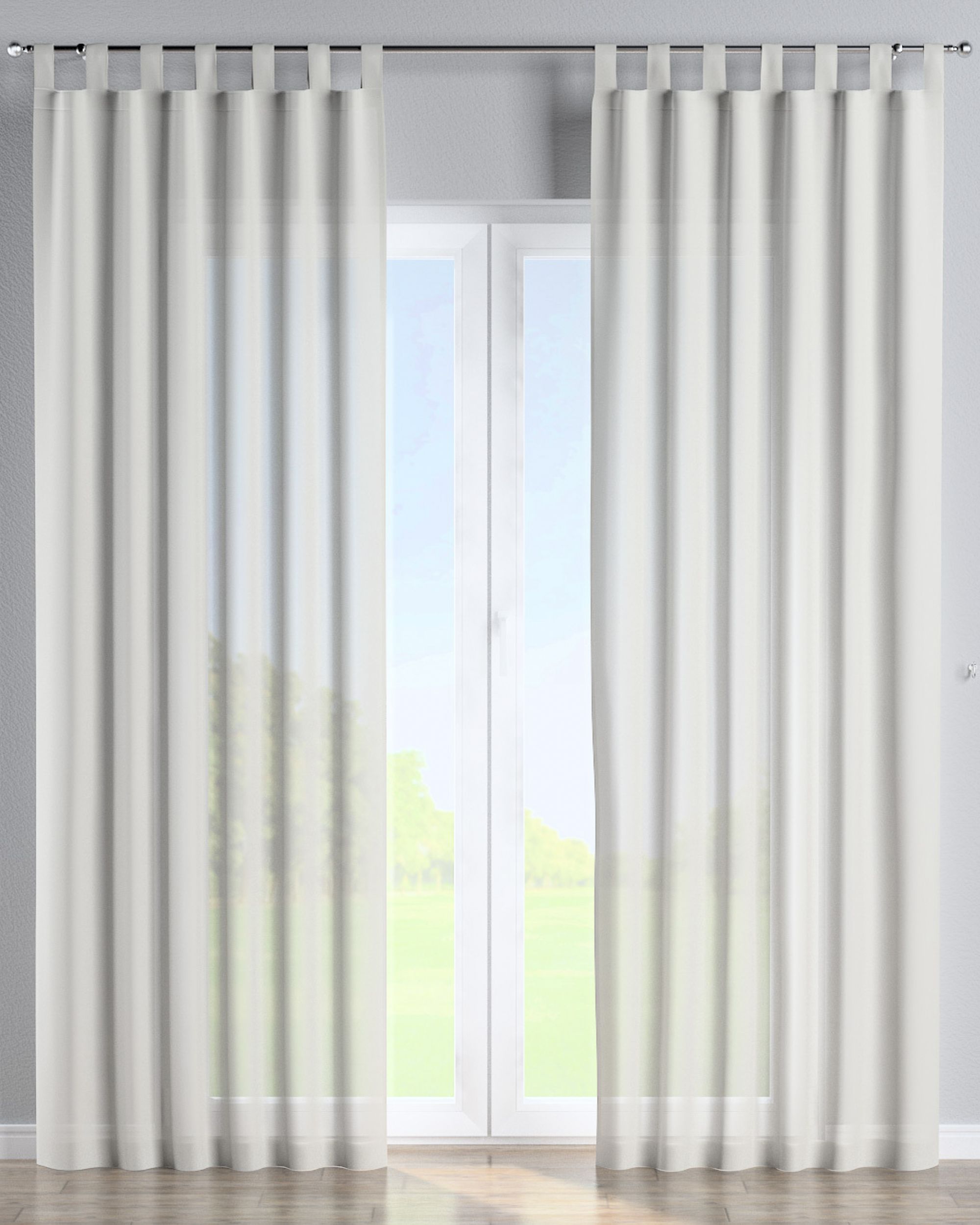 Tab top curtain product colour cream fabric semi-sheer, structured