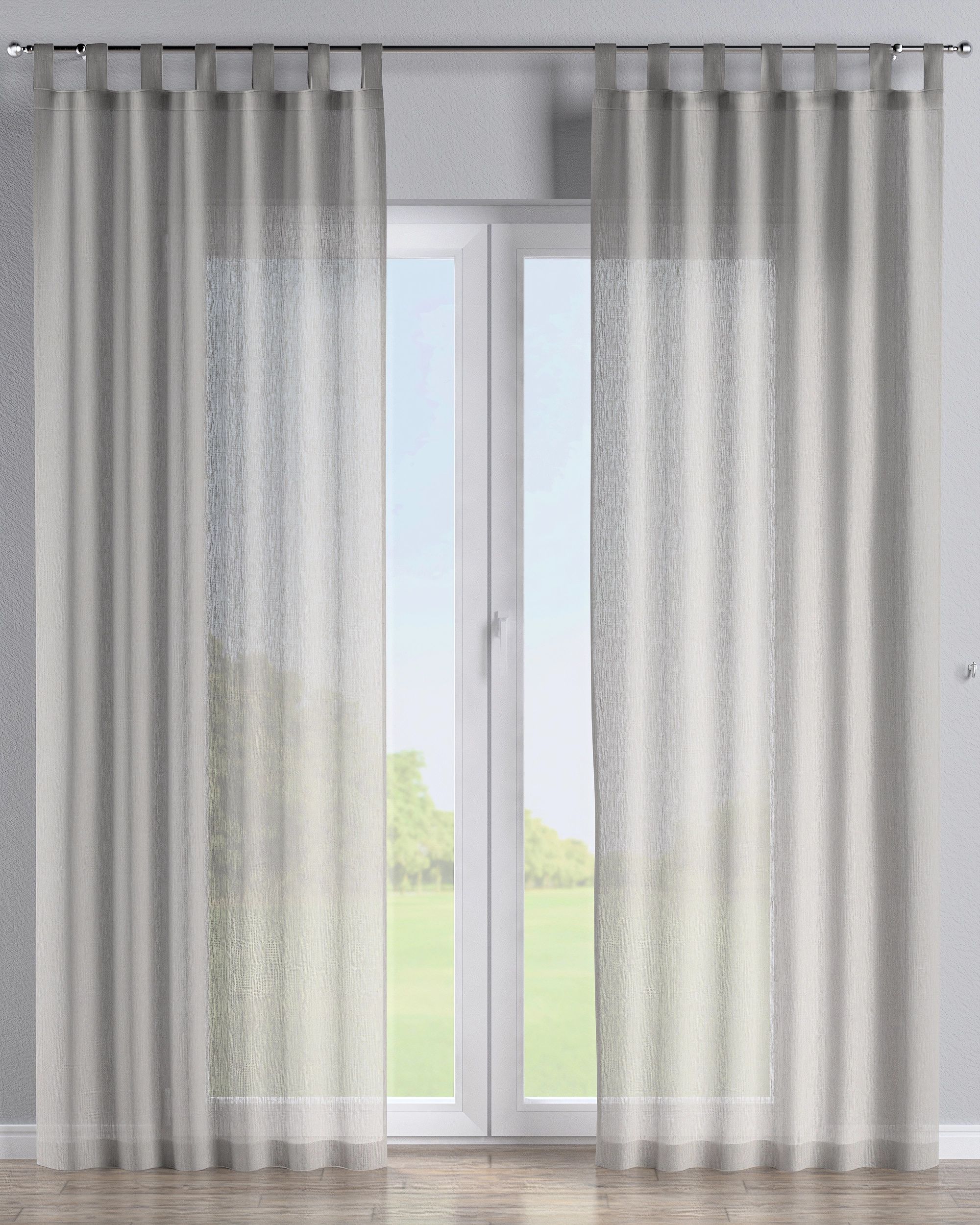 Tab top curtain product colour beige fabric semi-sheer, structured