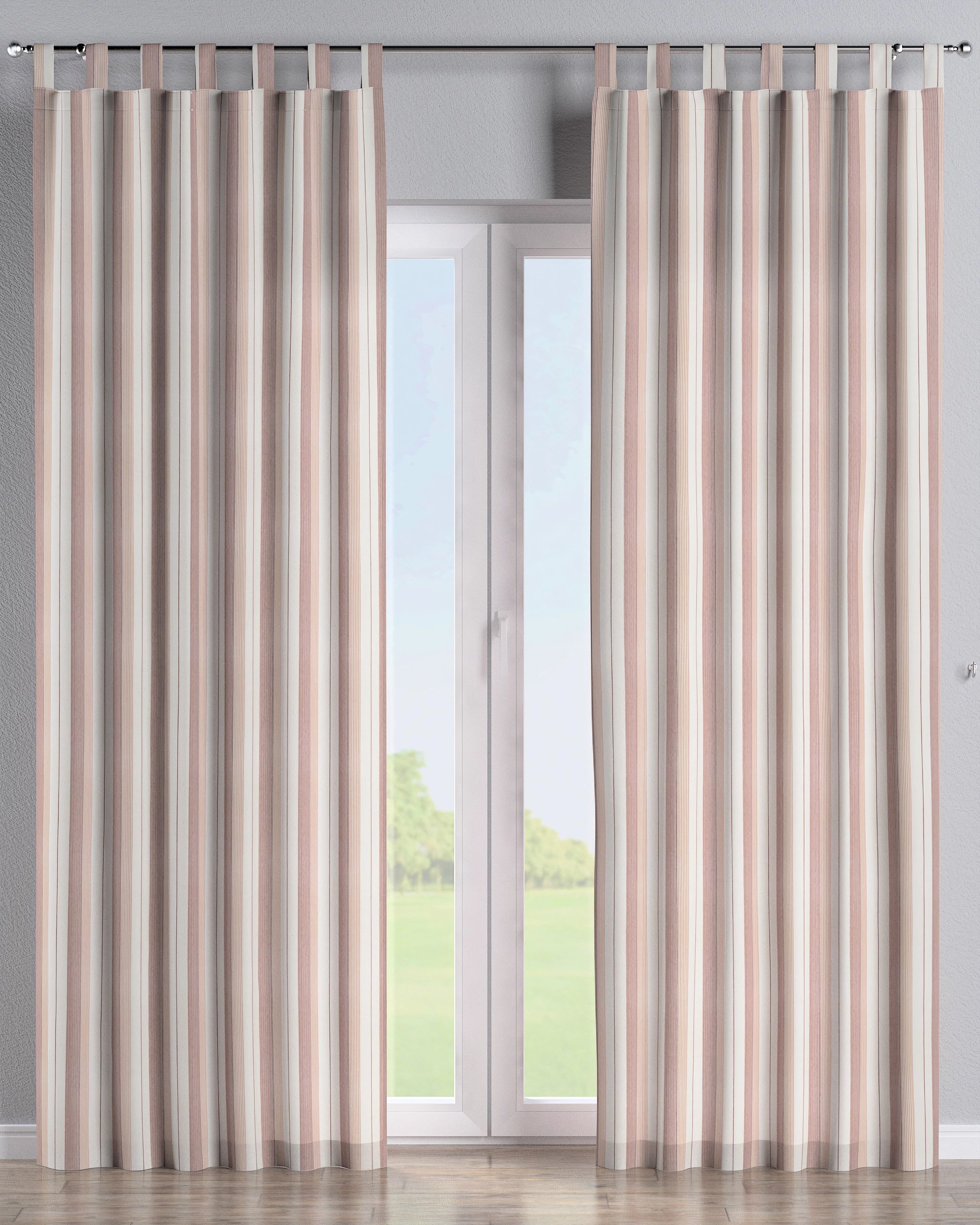 Tab top curtain product colour red fabric structured, patterned