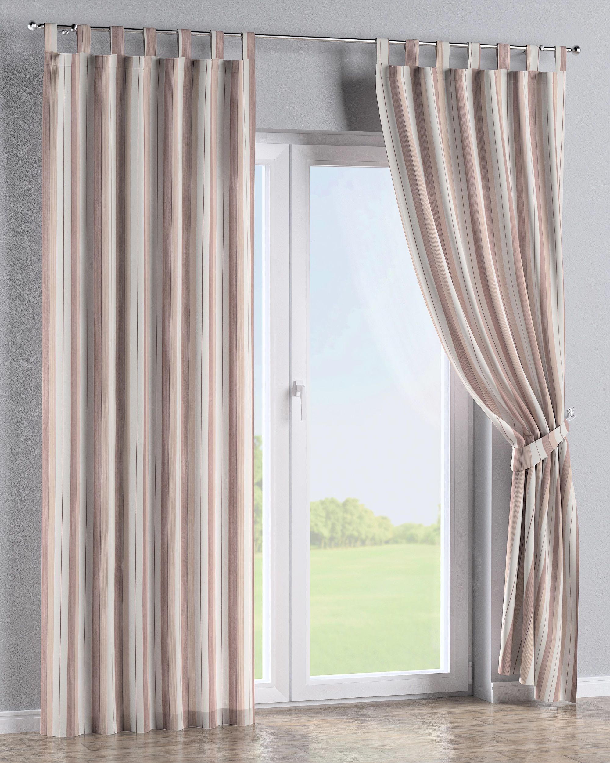 Tab top curtain product colour red fabric structured, patterned (hover)
