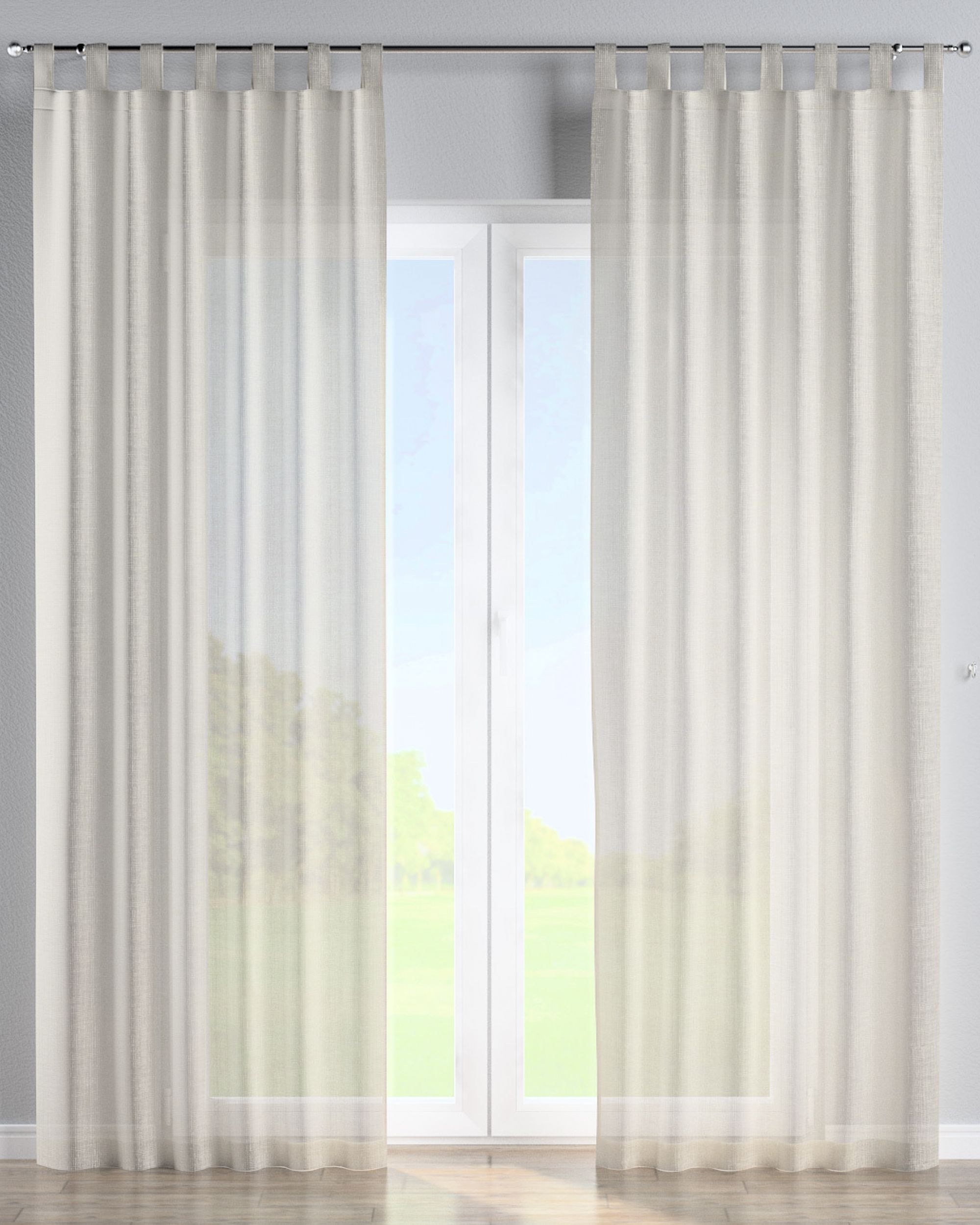 Tab top curtain product colour cream fabric semi-sheer, gloss, structured