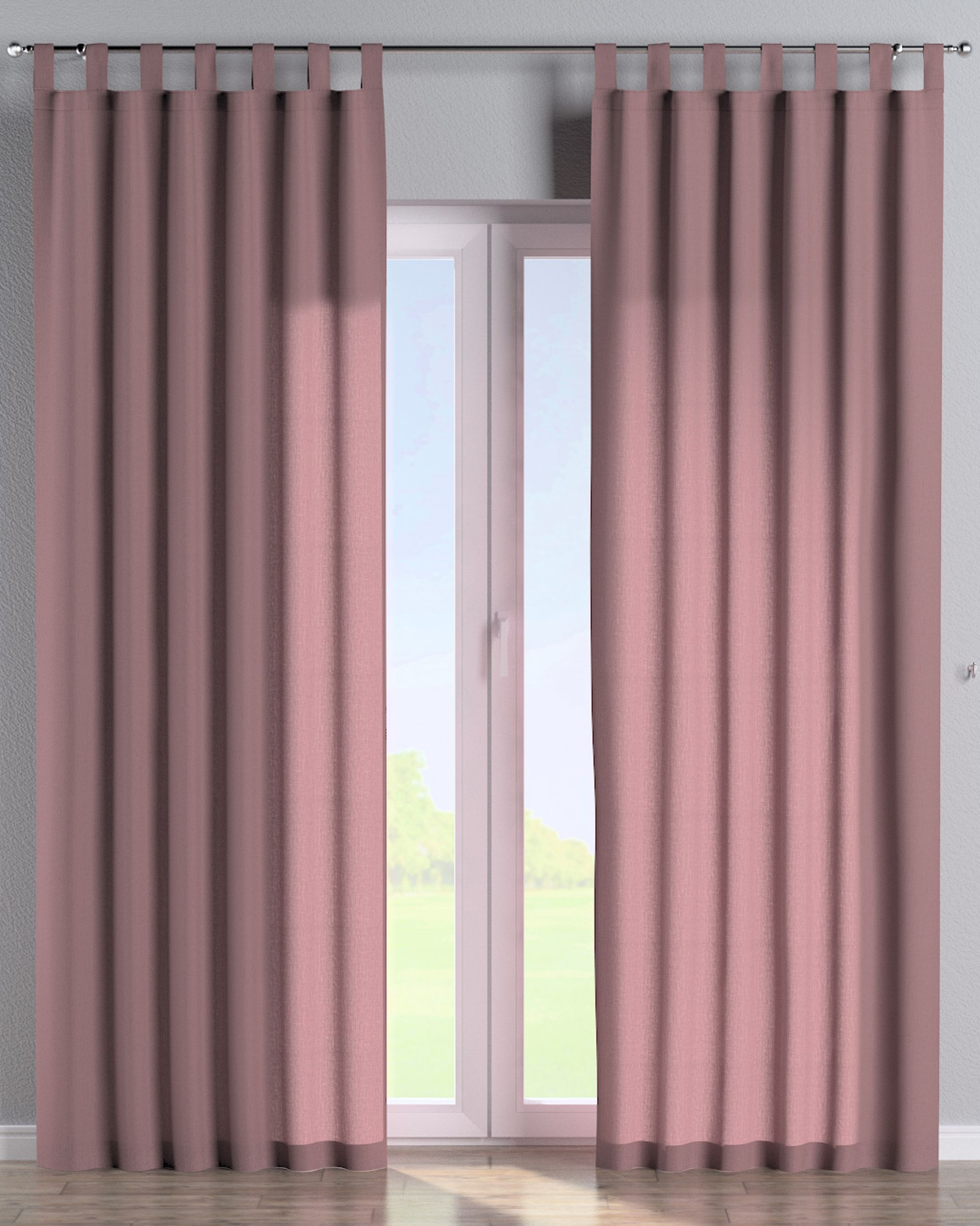 Tab top curtain product colour pink fabric semi-sheer, structured