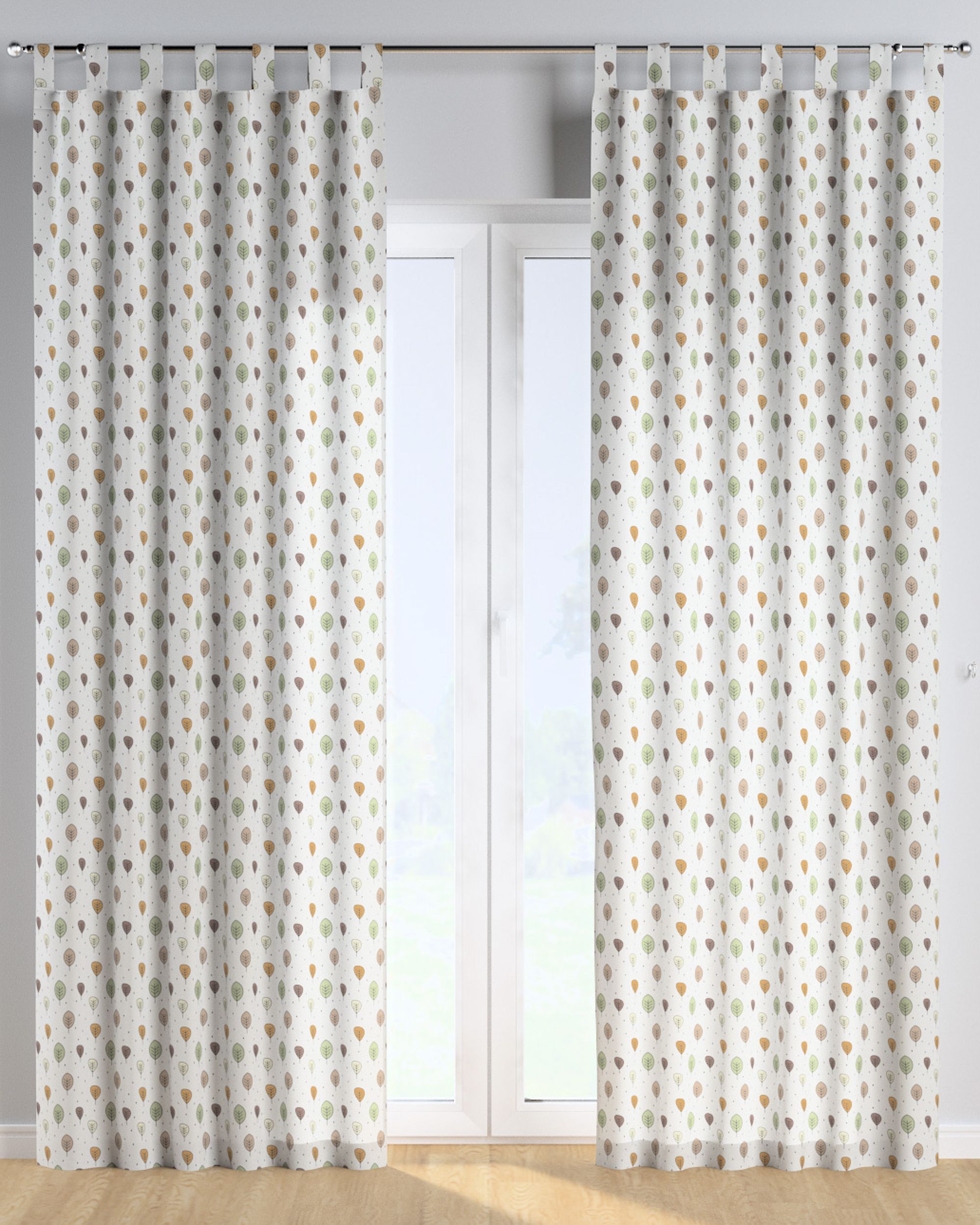 Tab top curtain product colour brown fabric patterned (hover)