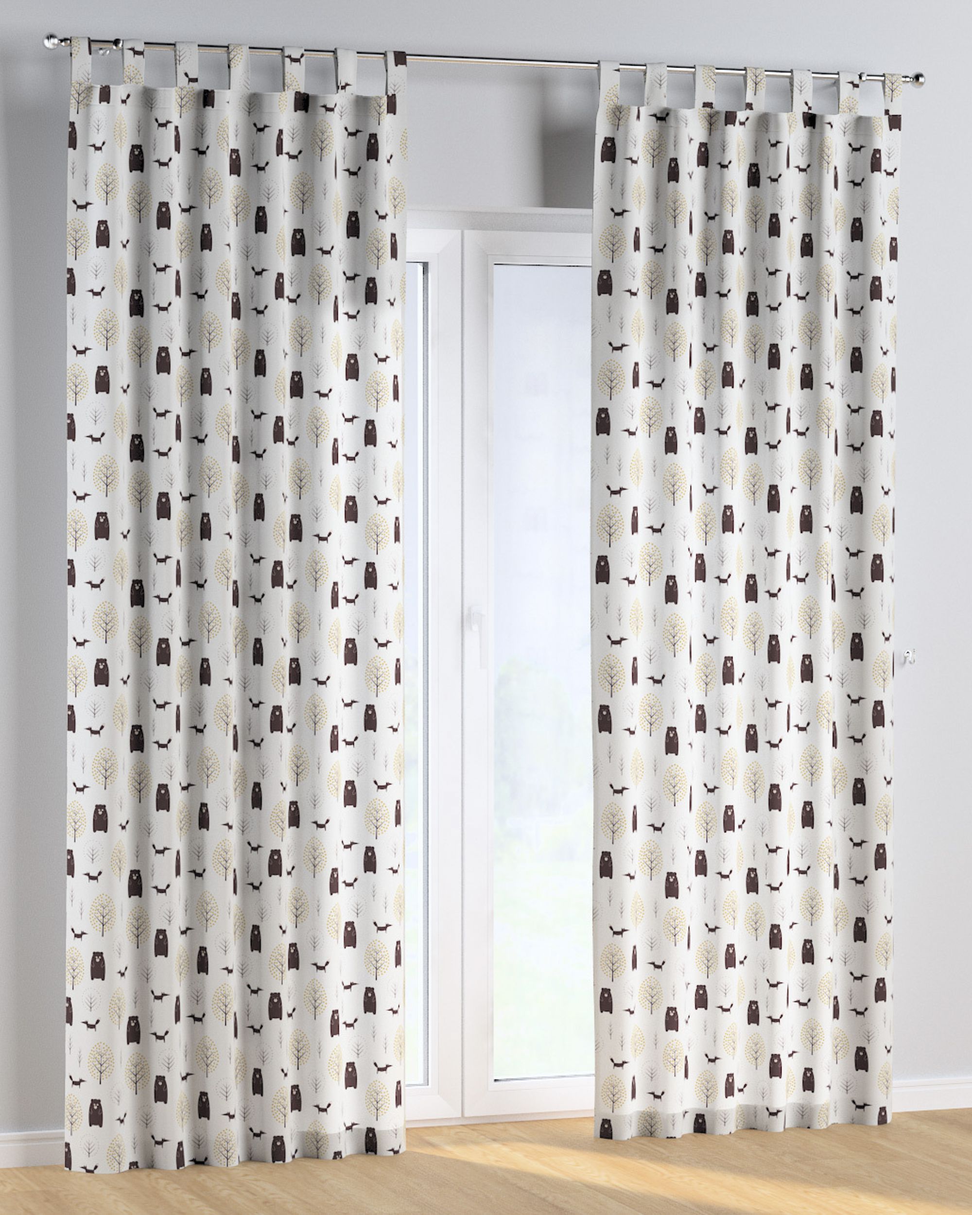 Tab top curtain product colour brown fabric patterned