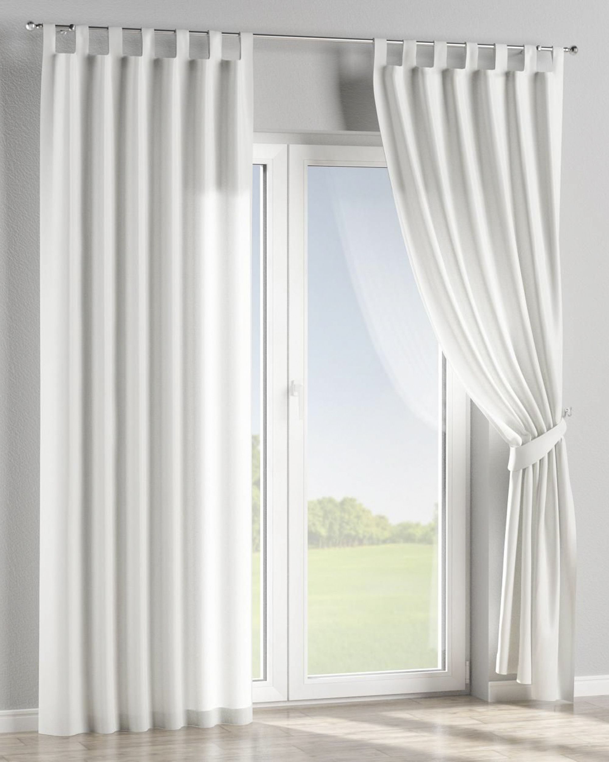 Tab top curtain product colour green fabric patterned