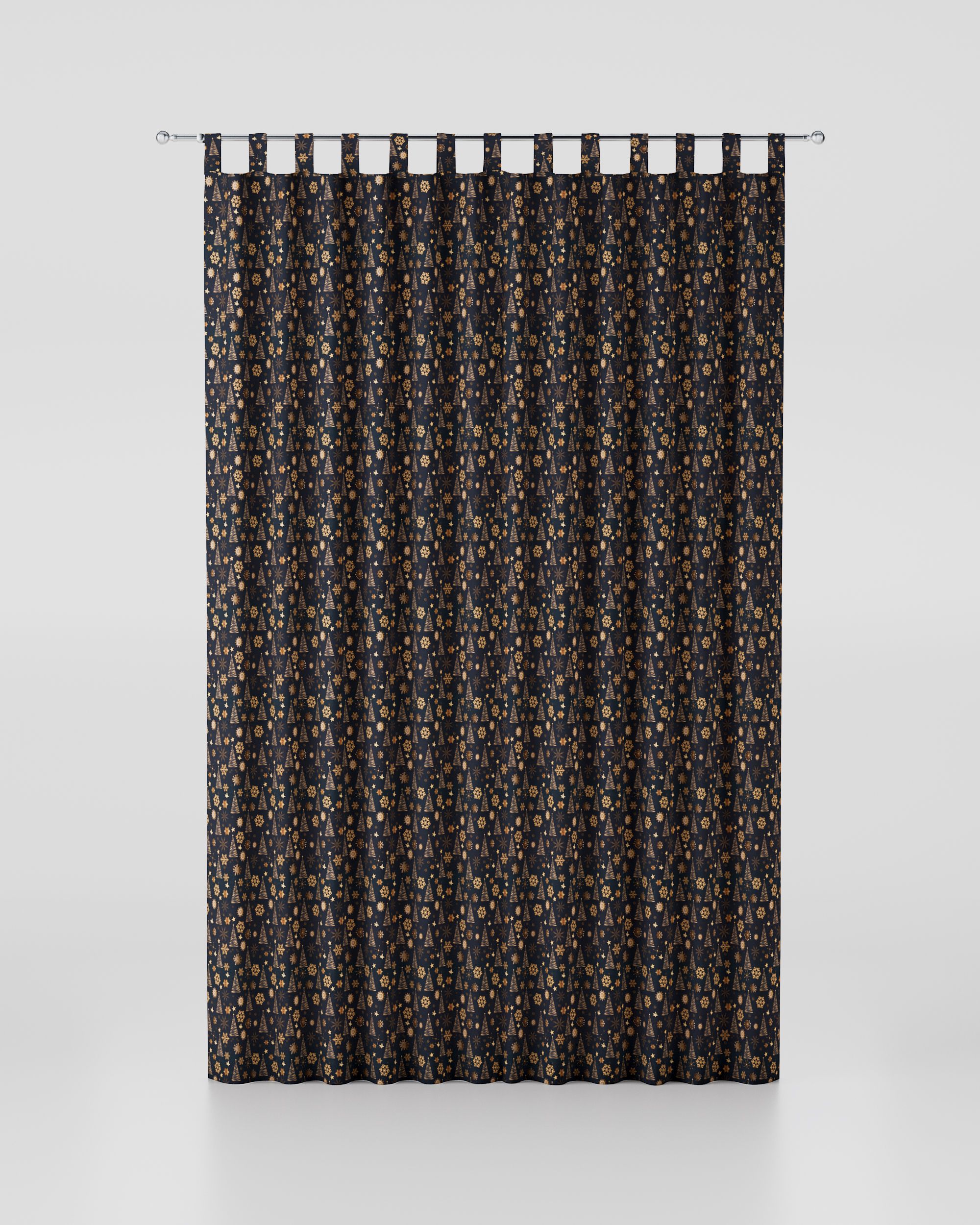 Tab top curtain product colour navy blue fabric patterned
