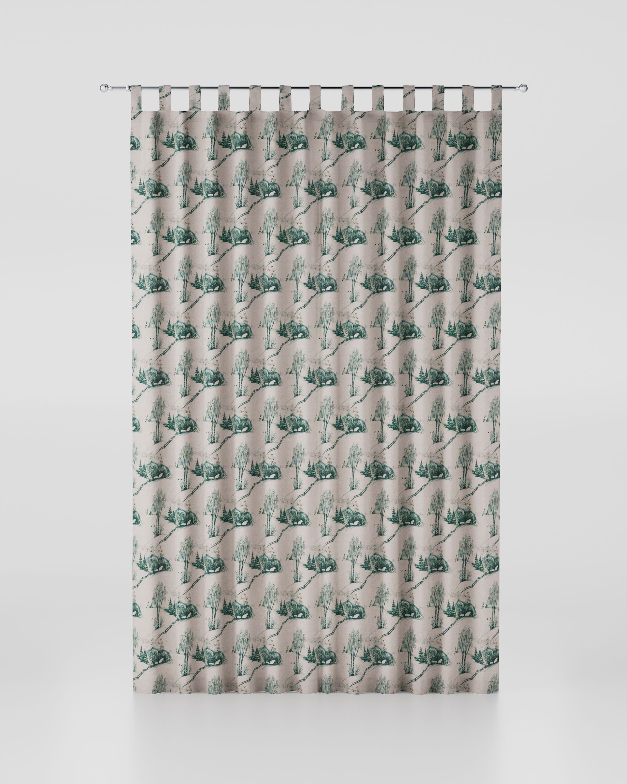Tab top curtain product colour white fabric patterned